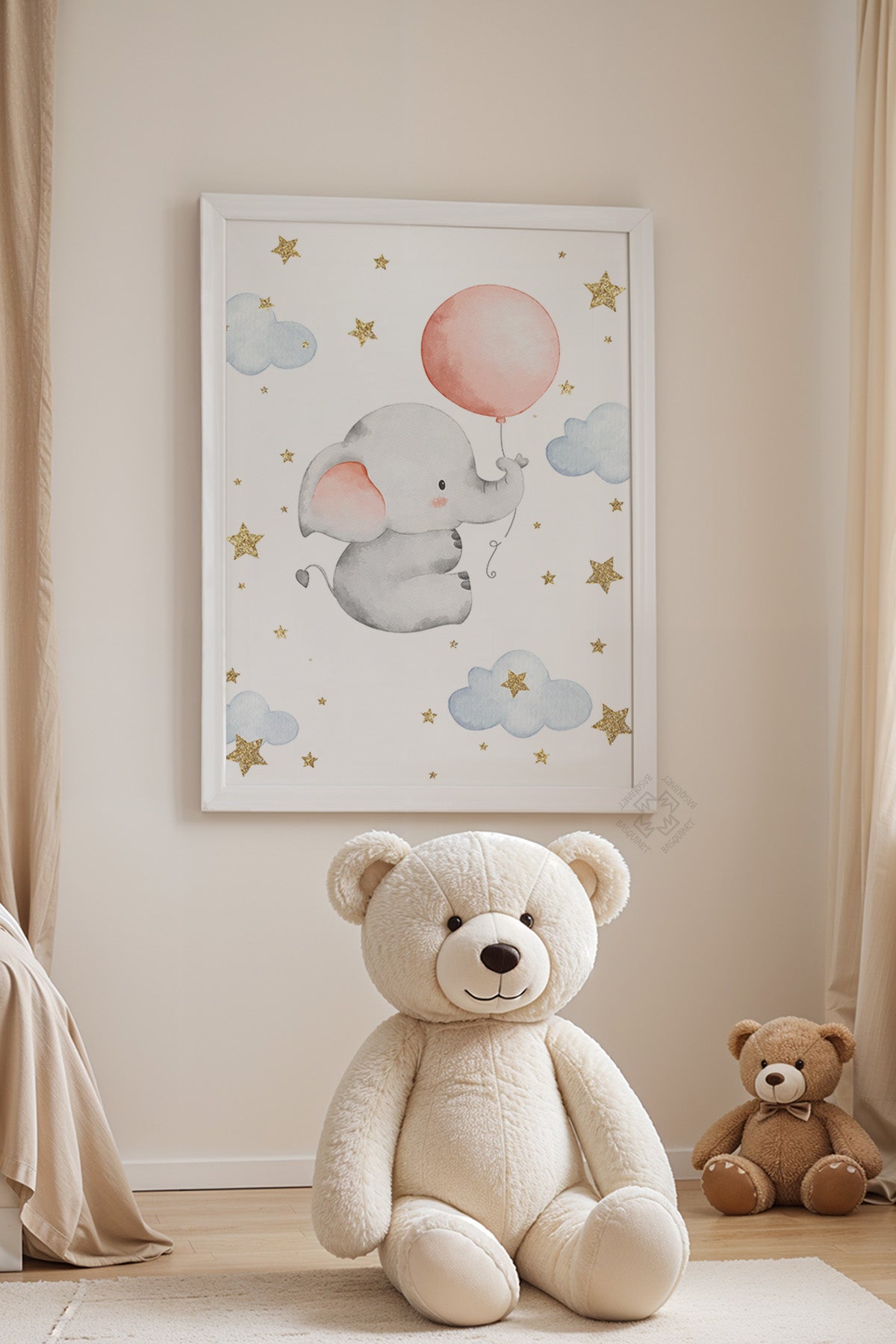 Çocuk Odası, Bebek Odası Beyaz Çerçeveli Poster, Tablo No:25