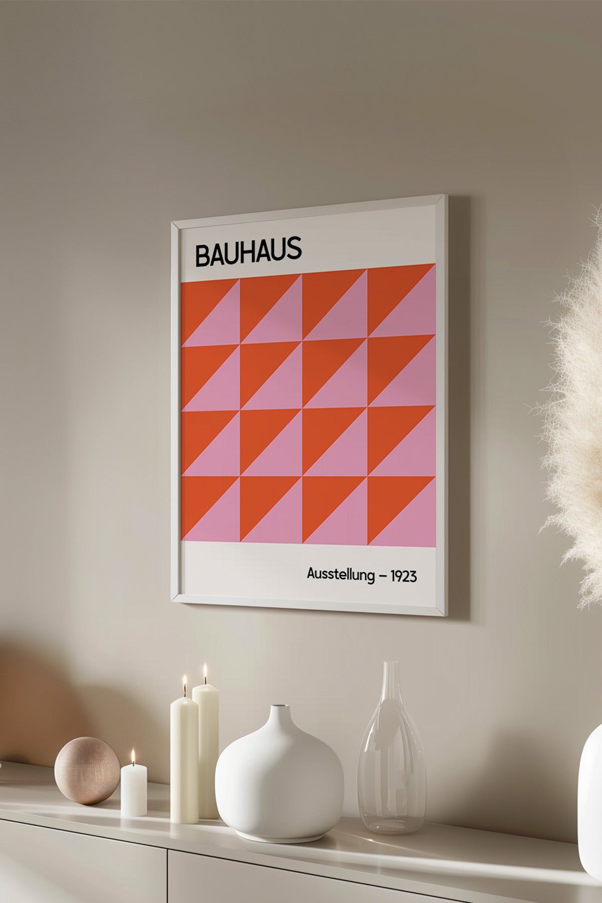 Bauhaus Serisi Beyaz Çerçeveli Poster, Tablo No:124
