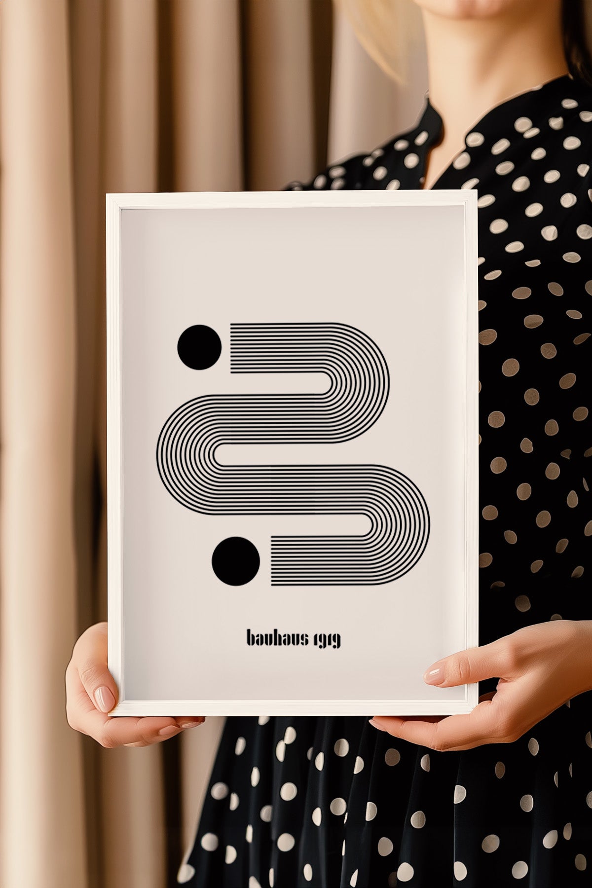 Bauhaus Serisi Beyaz Çerçeveli Poster, Tablo No:48