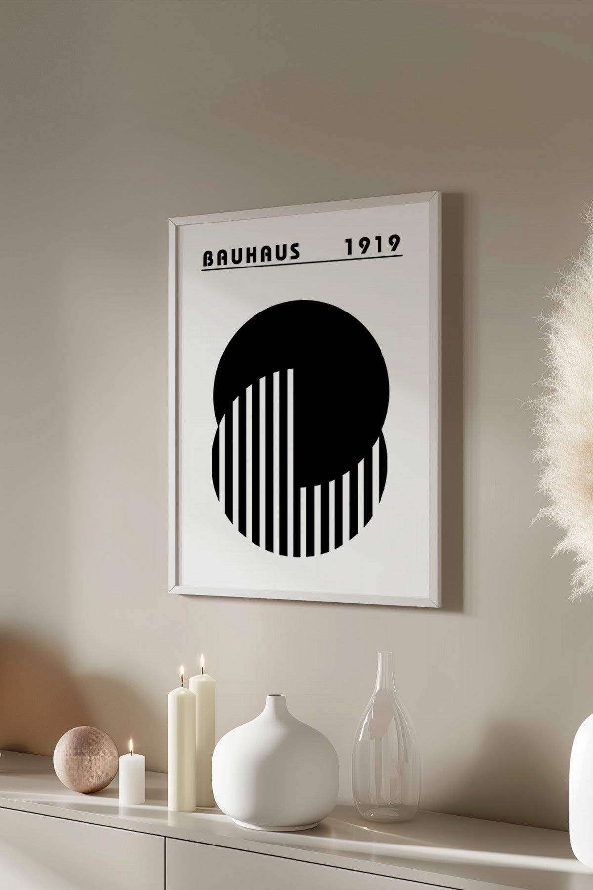 Bauhaus Serisi Beyaz Çerçeveli Poster, Tablo No:50