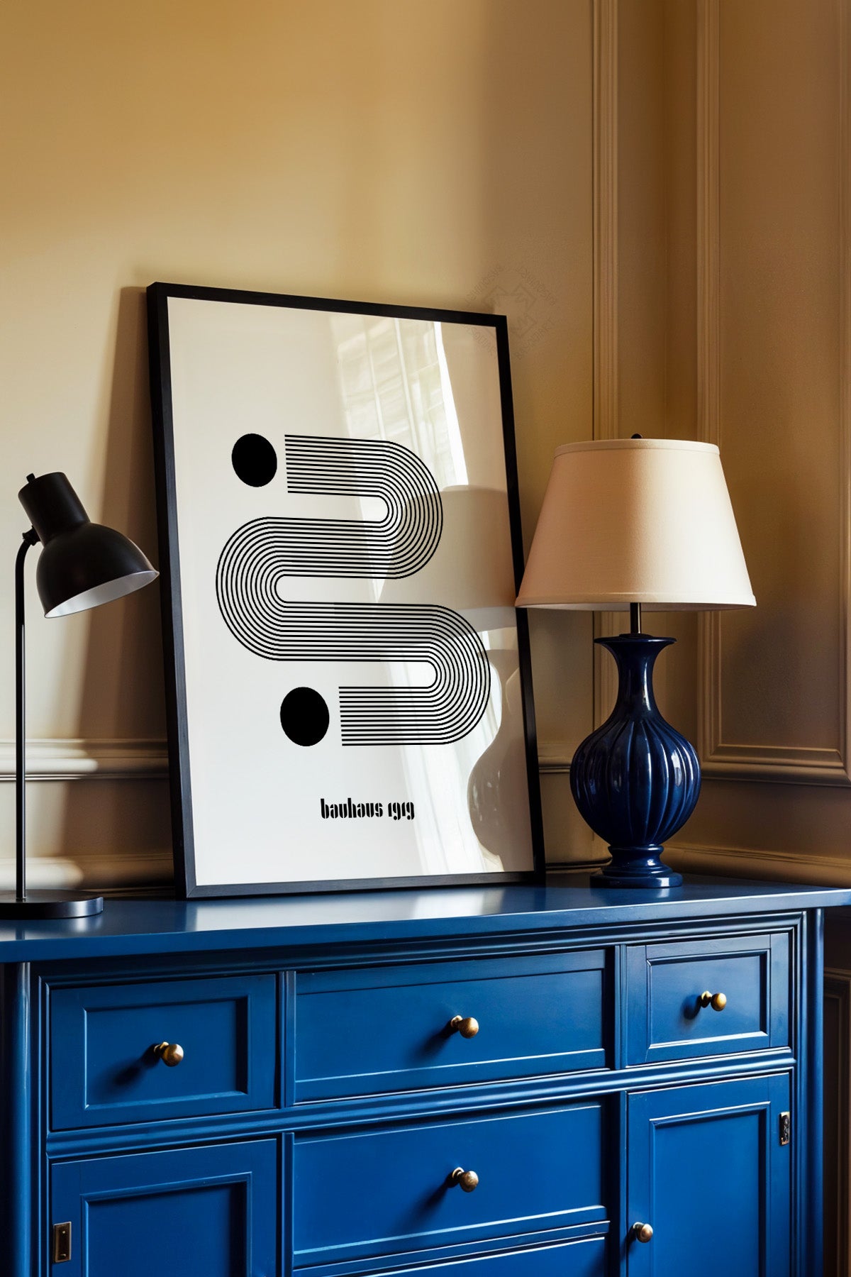 Bauhaus Serisi Siyah Çerçeveli Poster, Tablo No:48
