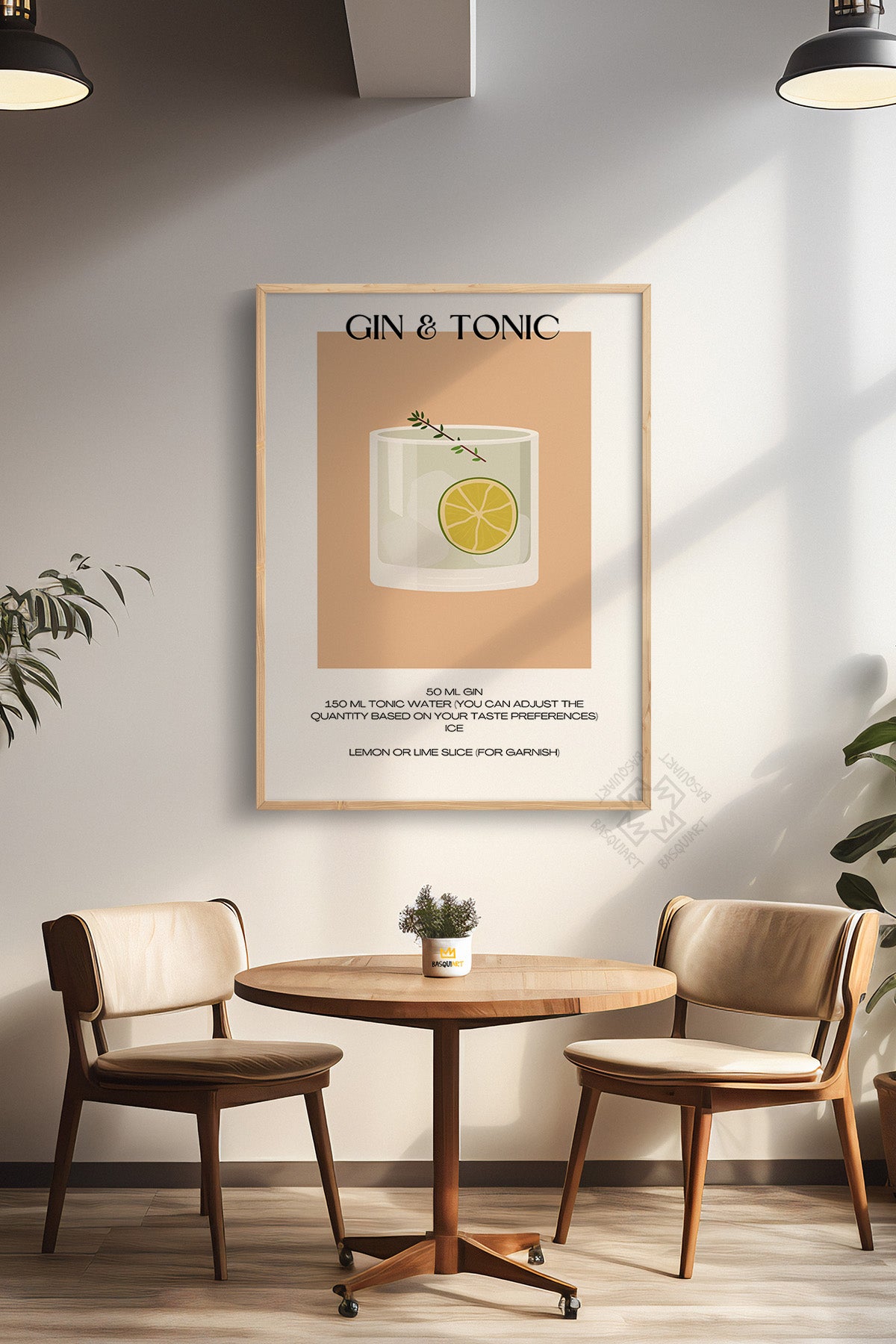 Kokteyl Serisi Ahşap Çerçeveli Poster, Tablo, Cafe, Restoran, Mutfak Duvar Dekoru No:23
