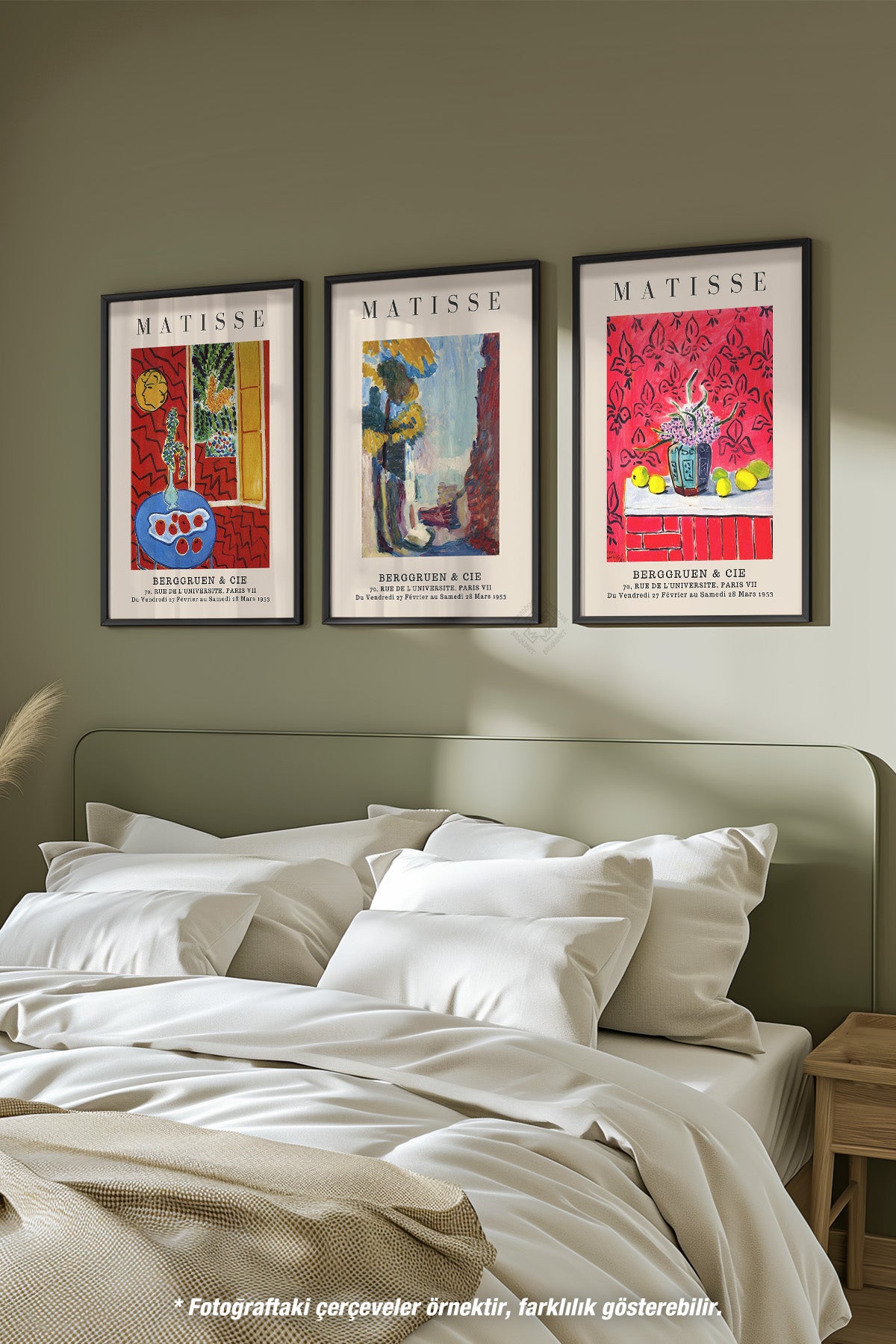 Matisse Dekoratif 3'lü Siyah Çerçeveli Poster, Tablo Seti No:15