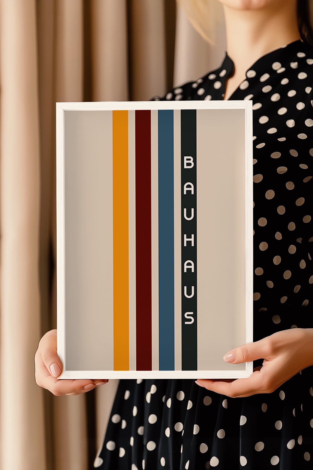 Bauhaus Serisi Beyaz Çerçeveli Poster, Tablo No:95