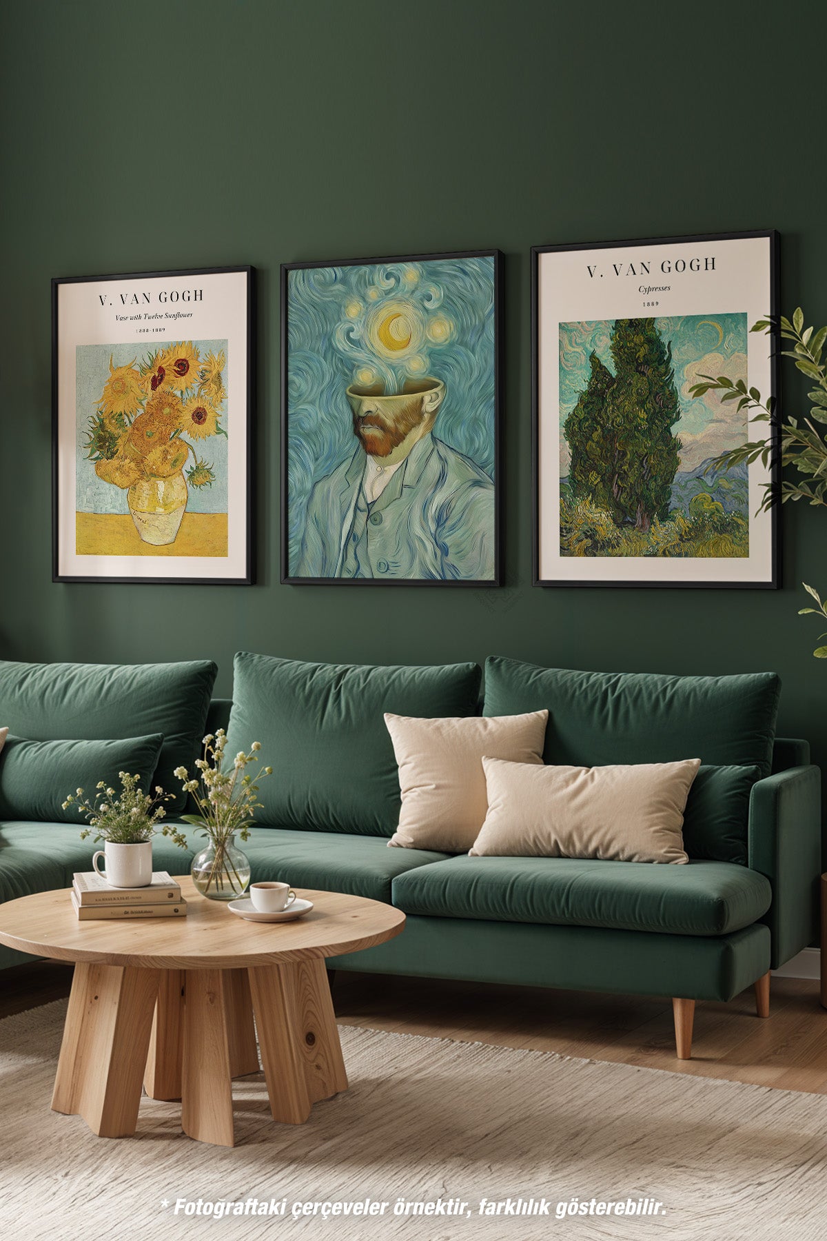 Van Gogh 3'lü Siyah Çerçeveli Poster, Tablo Seti No:25