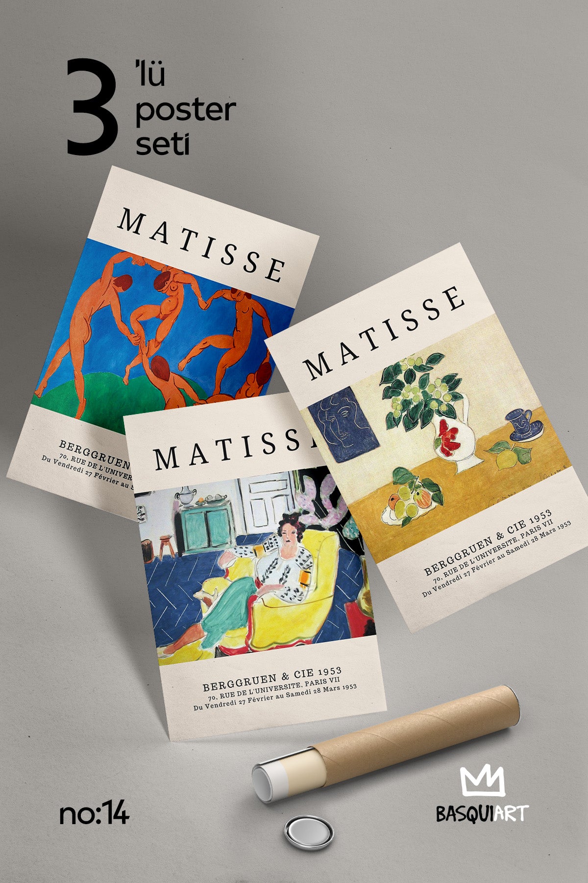 Matisse Vintage 3'lü Poster Seti, Duvar Dekoru No:14