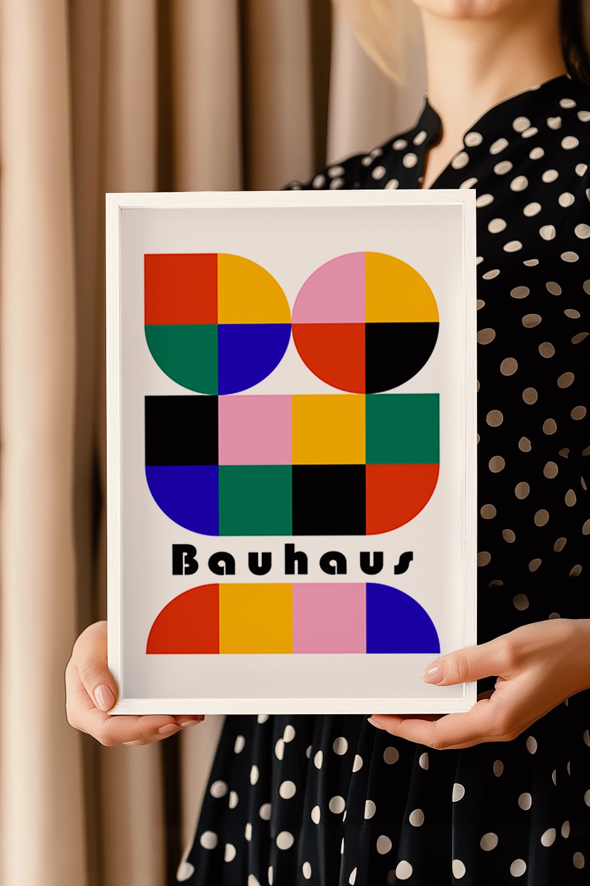 Bauhaus Serisi Beyaz Çerçeveli Poster, Tablo No:13
