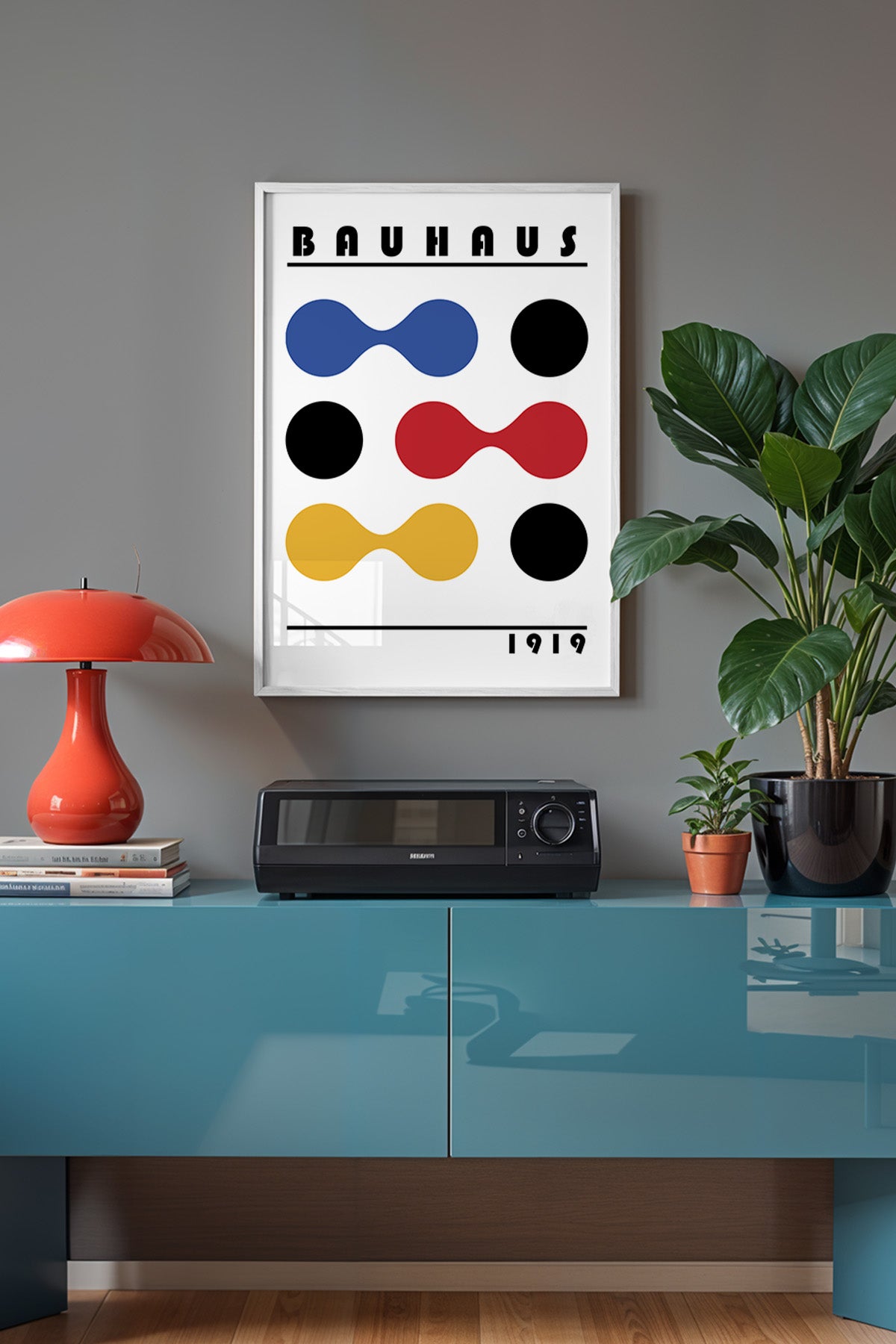 Bauhaus Serisi Beyaz Çerçeveli Poster, Tablo No:54