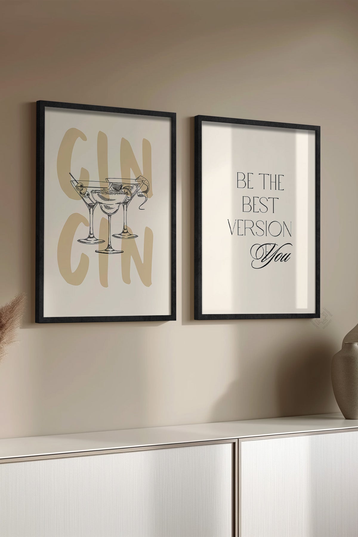 Bohem 2'li Siyah Çerçeveli Poster, Tablo Seti No:4