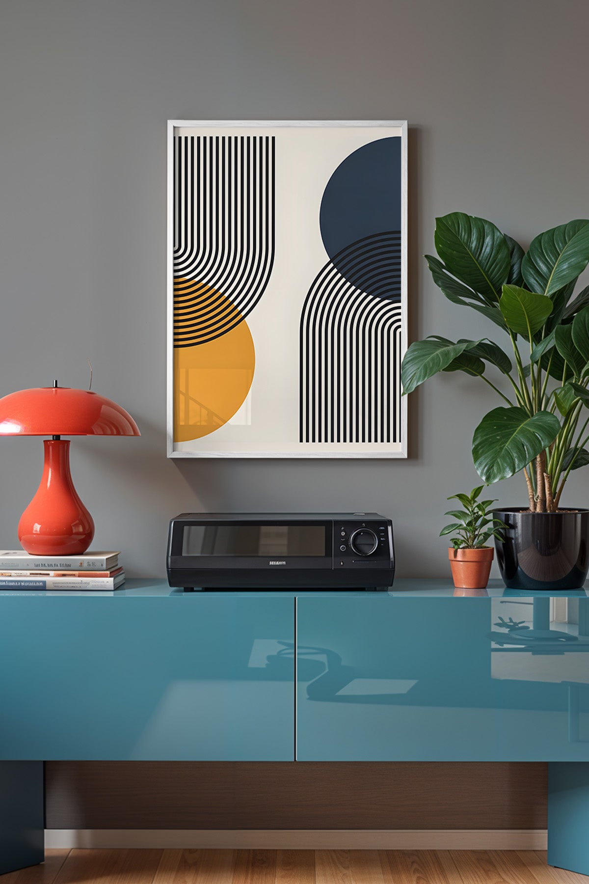 Bauhaus Serisi Beyaz Çerçeveli Poster, Tablo No:104