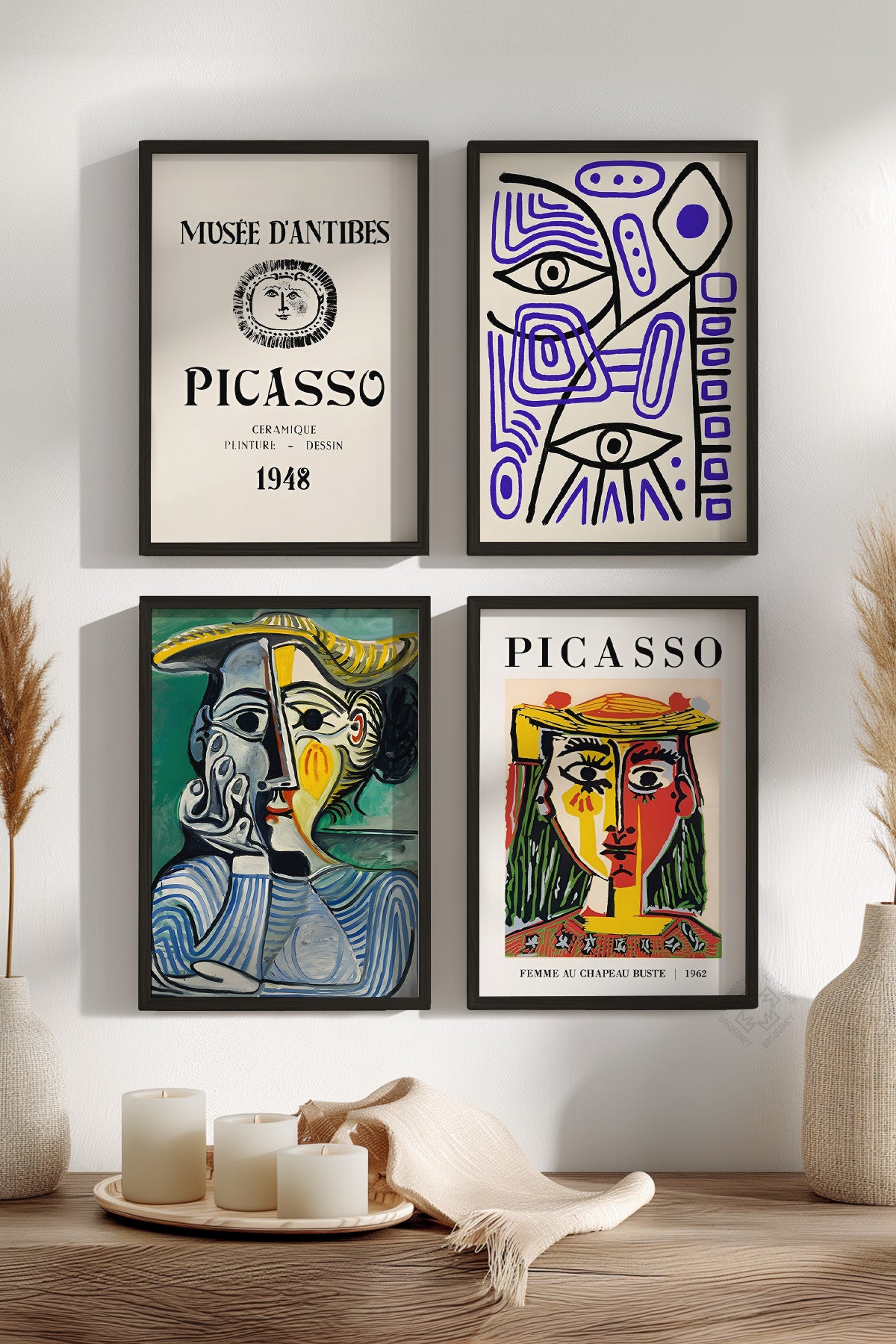 Picasso 4'lü Siyah Çerçeveli Poster, Tablo Seti No:33