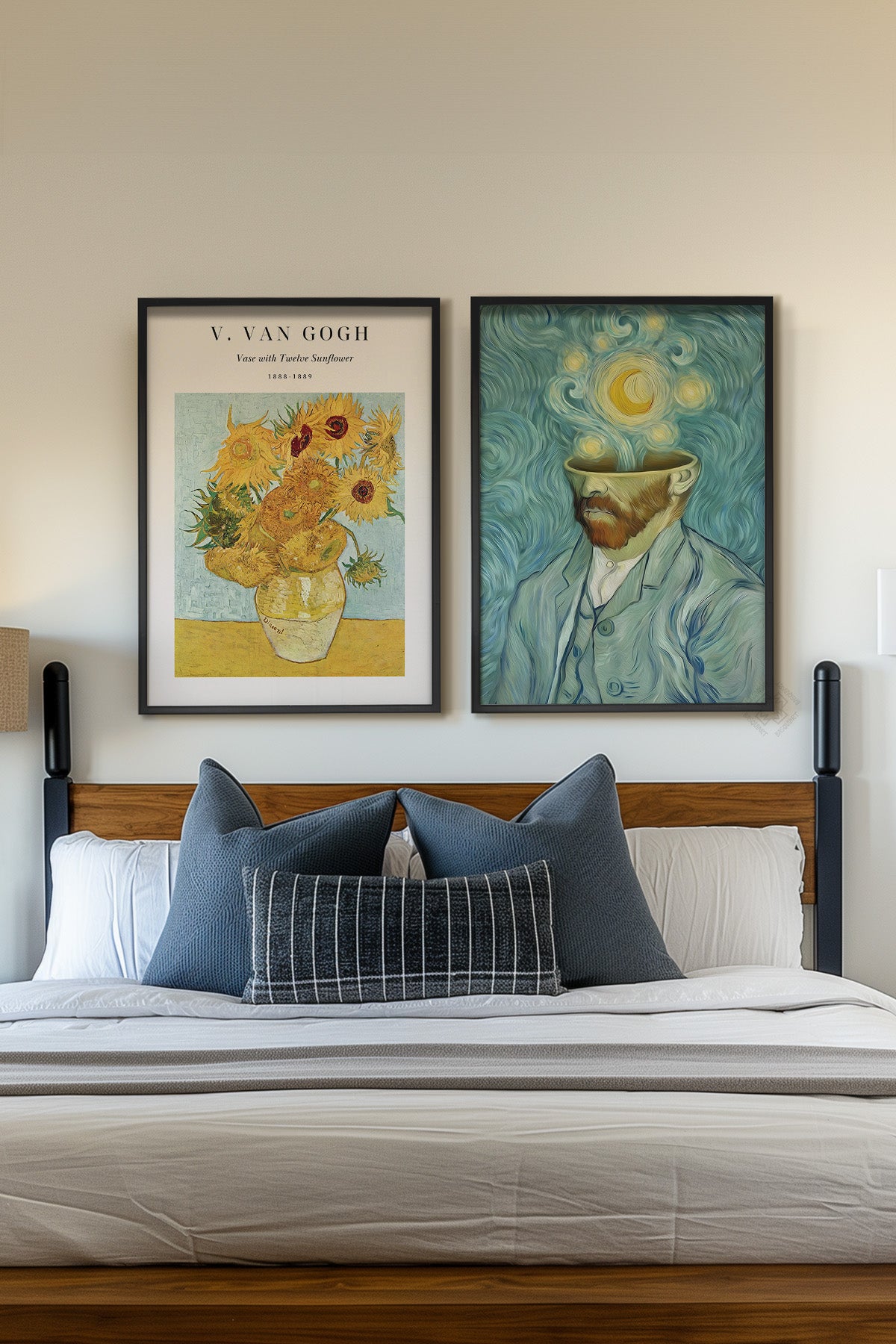 Van Gogh 2'li Siyah Çerçeveli Poster, Tablo Seti No:1