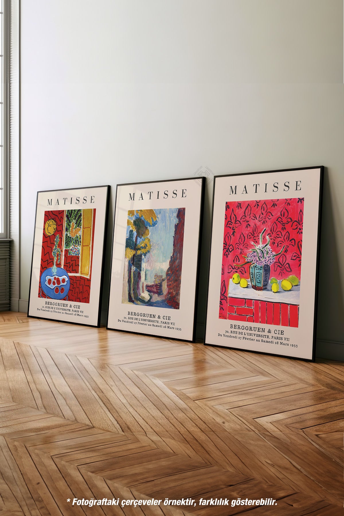 Matisse Dekoratif 3'lü Siyah Çerçeveli Poster, Tablo Seti No:15