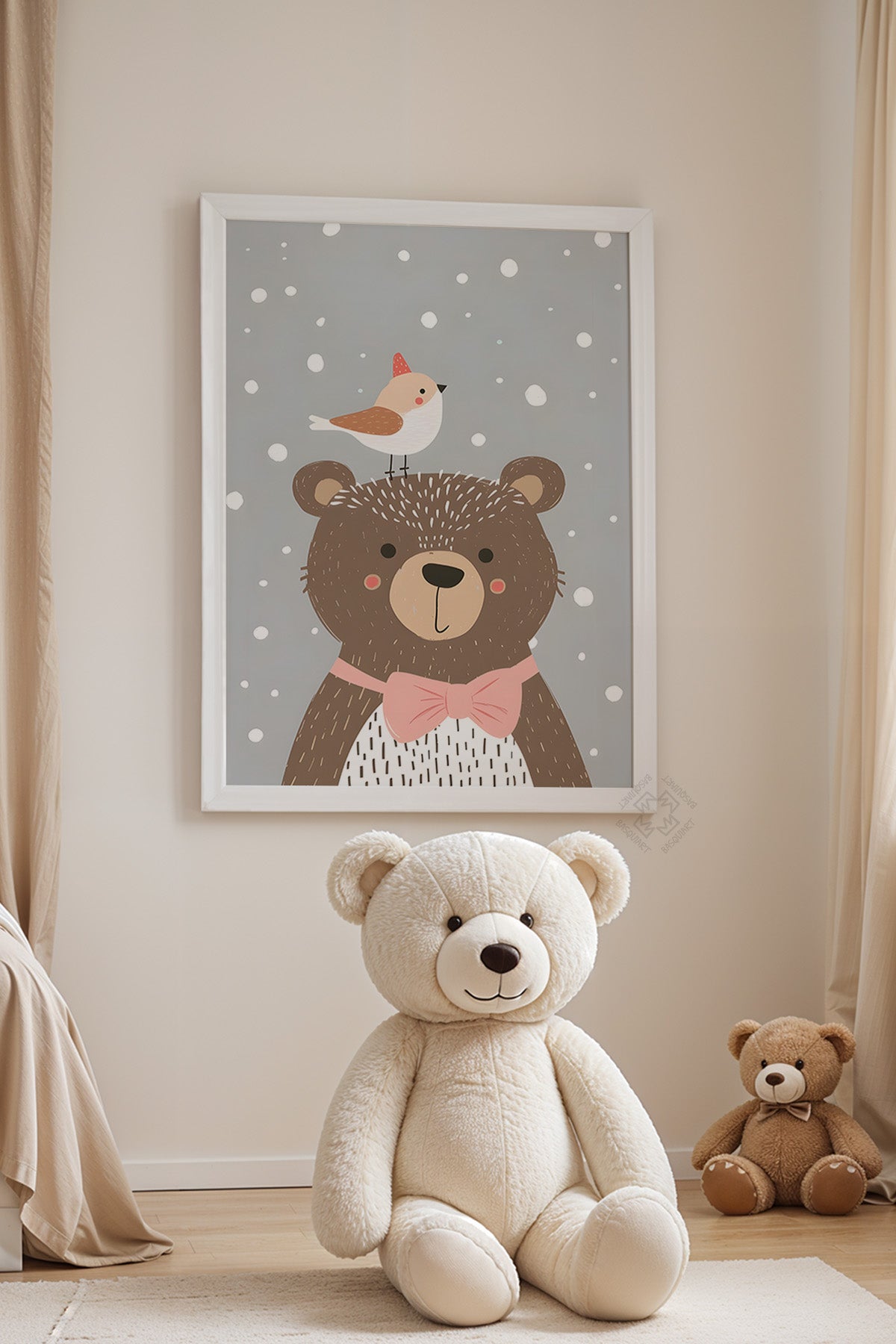 Çocuk Odası, Bebek Odası Beyaz Çerçeveli Poster, Tablo No:72