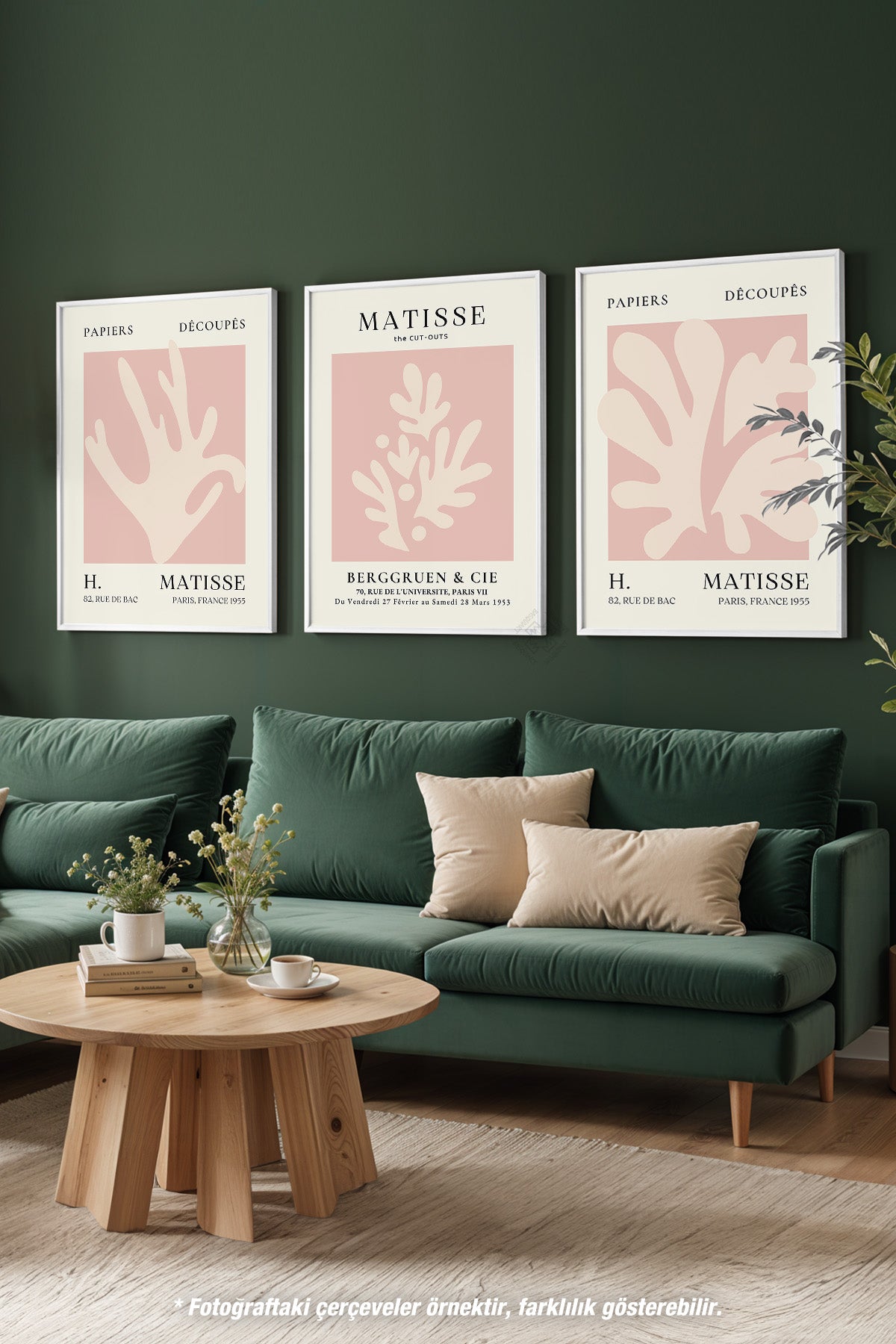 Matisse Minimal 3'lü Beyaz Çerçeveli Poster, Tablo Seti No:21