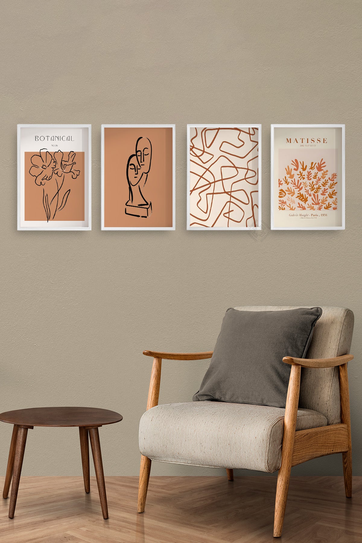 Bohem Tarz 4'lü Beyaz Çerçeveli Poster, Tablo Seti No:3