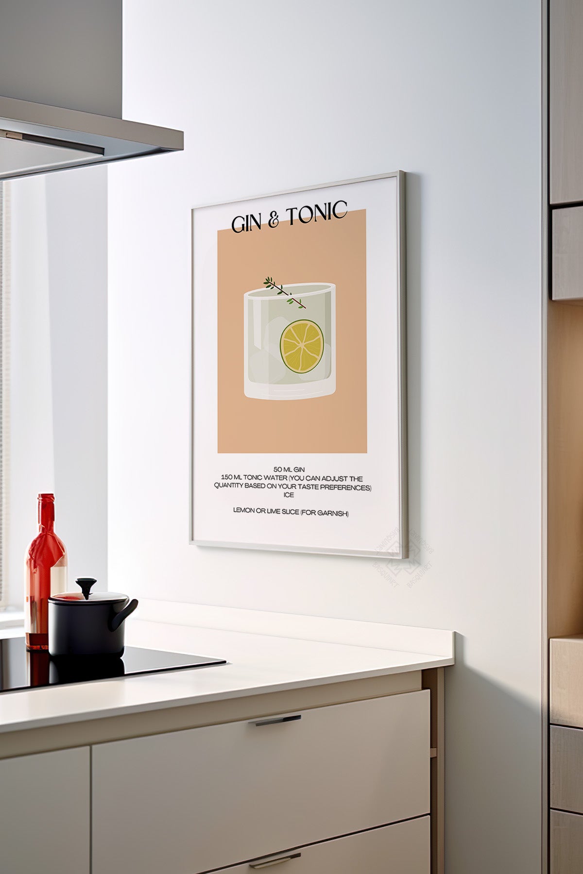 Kokteyl Serisi Beyaz Çerçeveli Poster, Tablo, Cafe, Restoran, Mutfak Duvar Dekoru No:23
