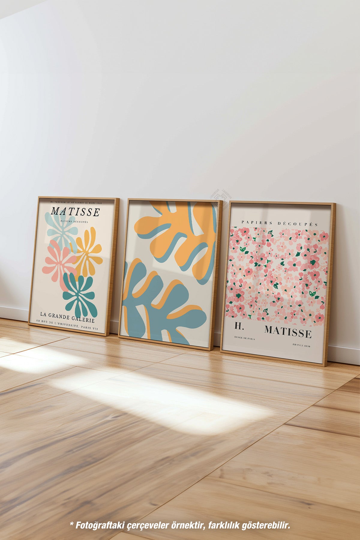 Matisse Dekoratif 3'lü Ahşap Çerçeveli Poster, Tablo Seti No:40
