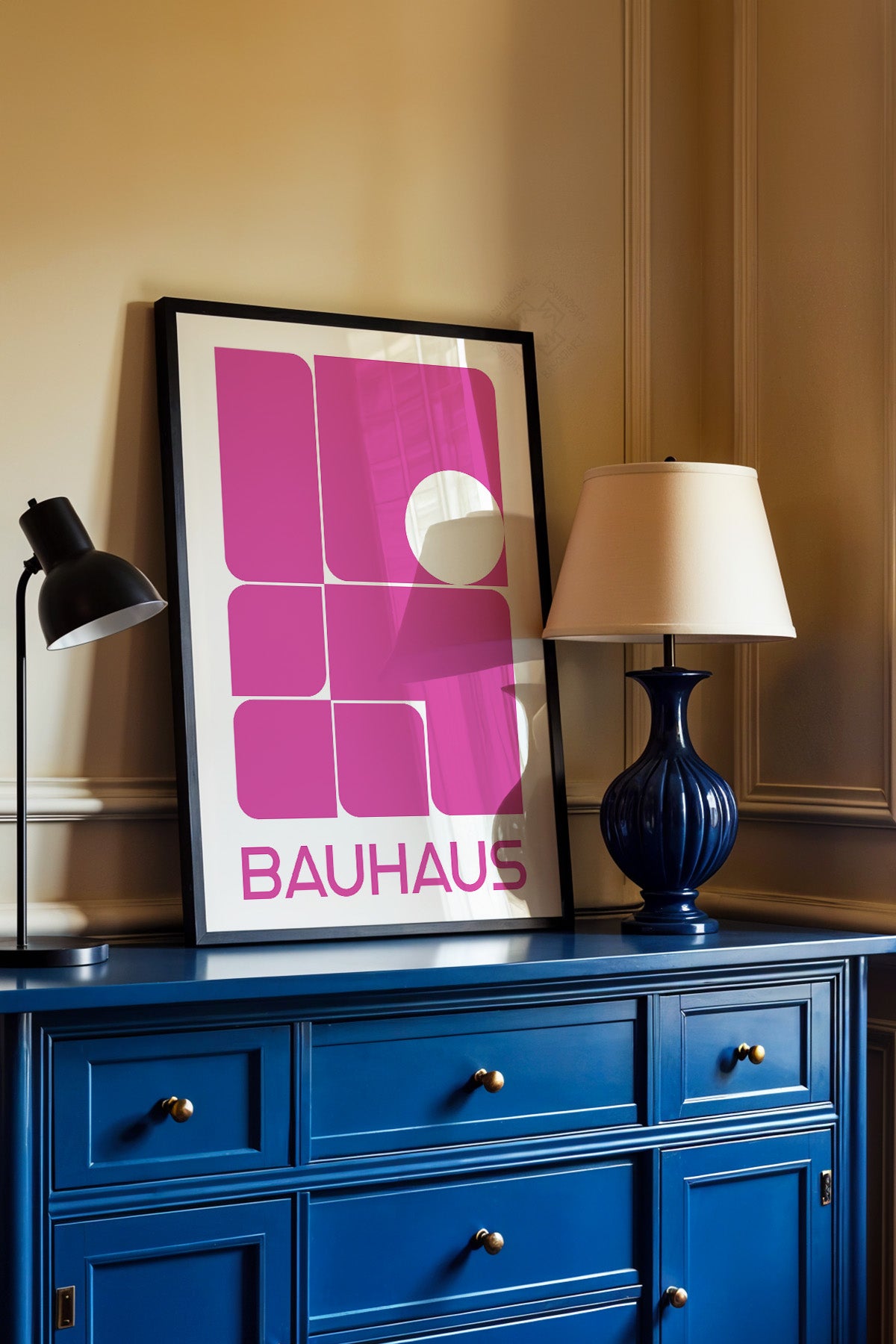 Bauhaus Serisi Siyah Çerçeveli Poster, Tablo No:83