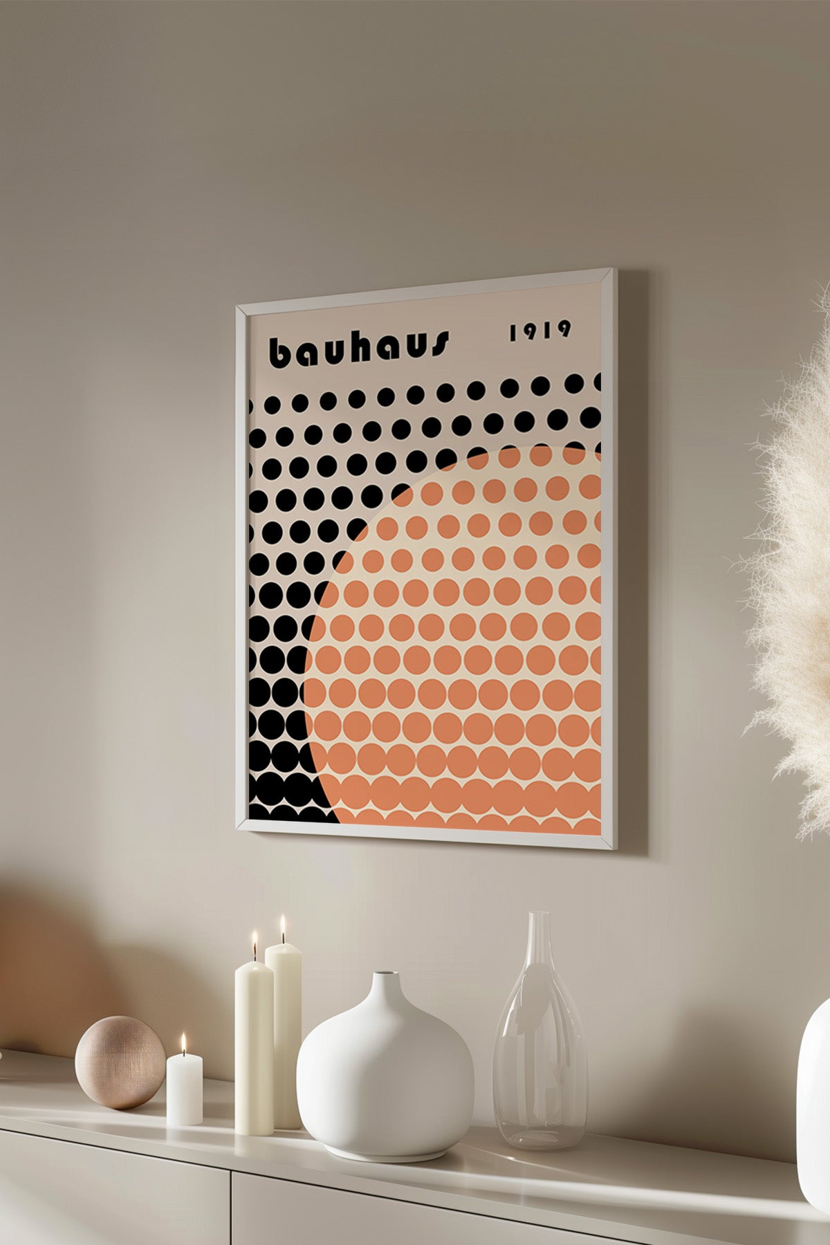 Bauhaus Serisi Beyaz Çerçeveli Poster, Tablo No:71