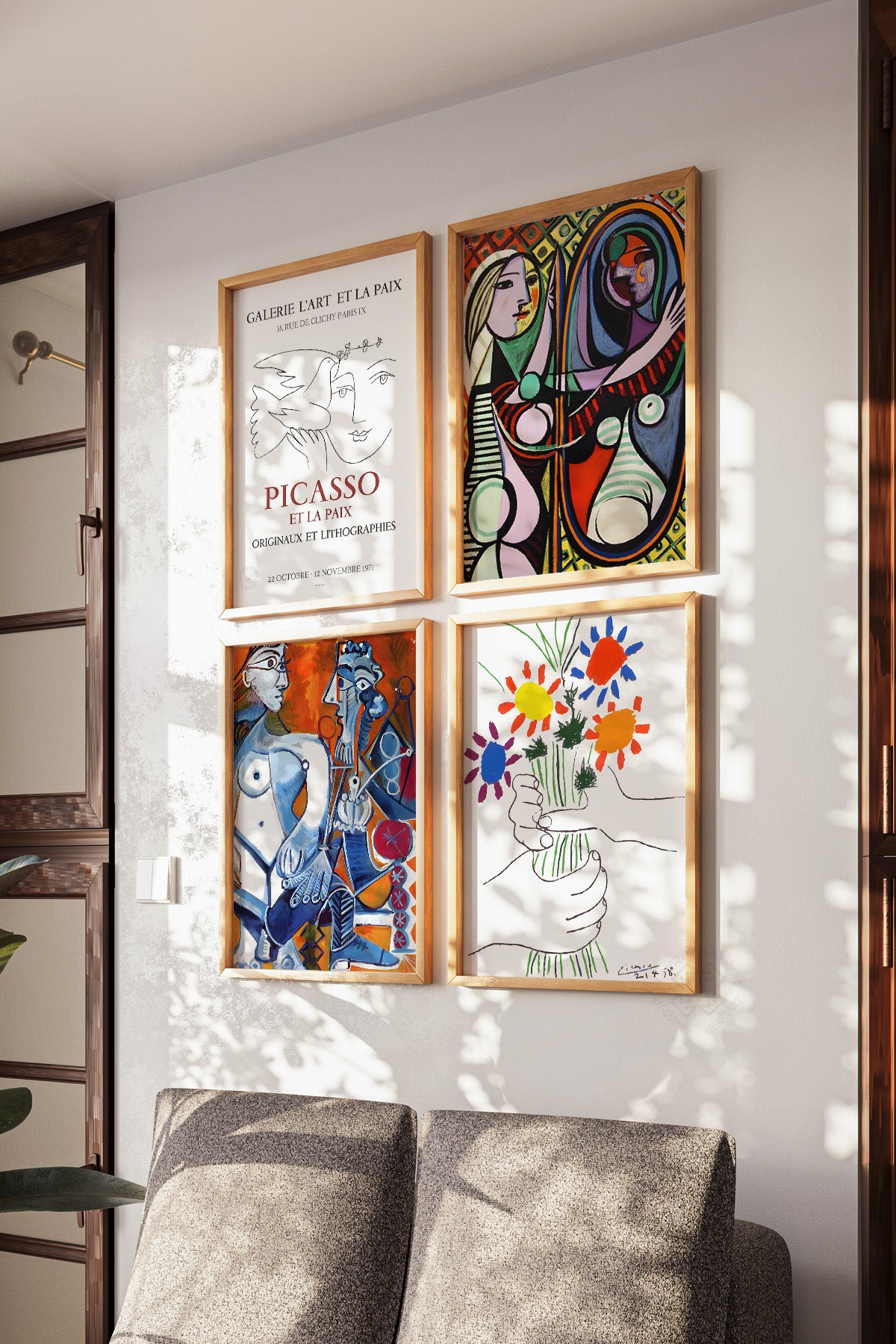 Picasso Sanatsal 4'lü Ahşap Çerçeveli Poster, Tablo Seti No:36