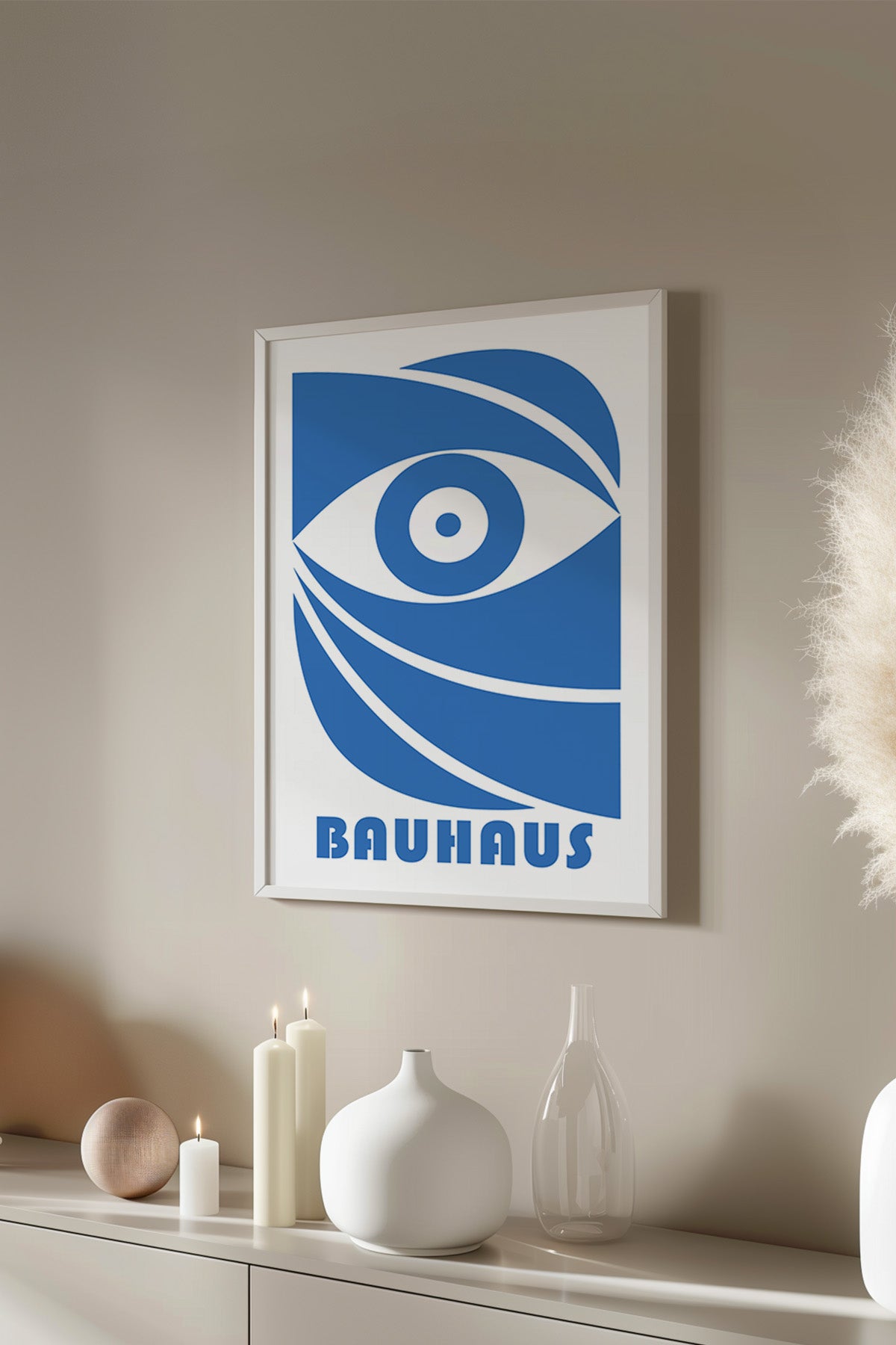 Bauhaus Serisi Beyaz Çerçeveli Poster, Tablo No:63