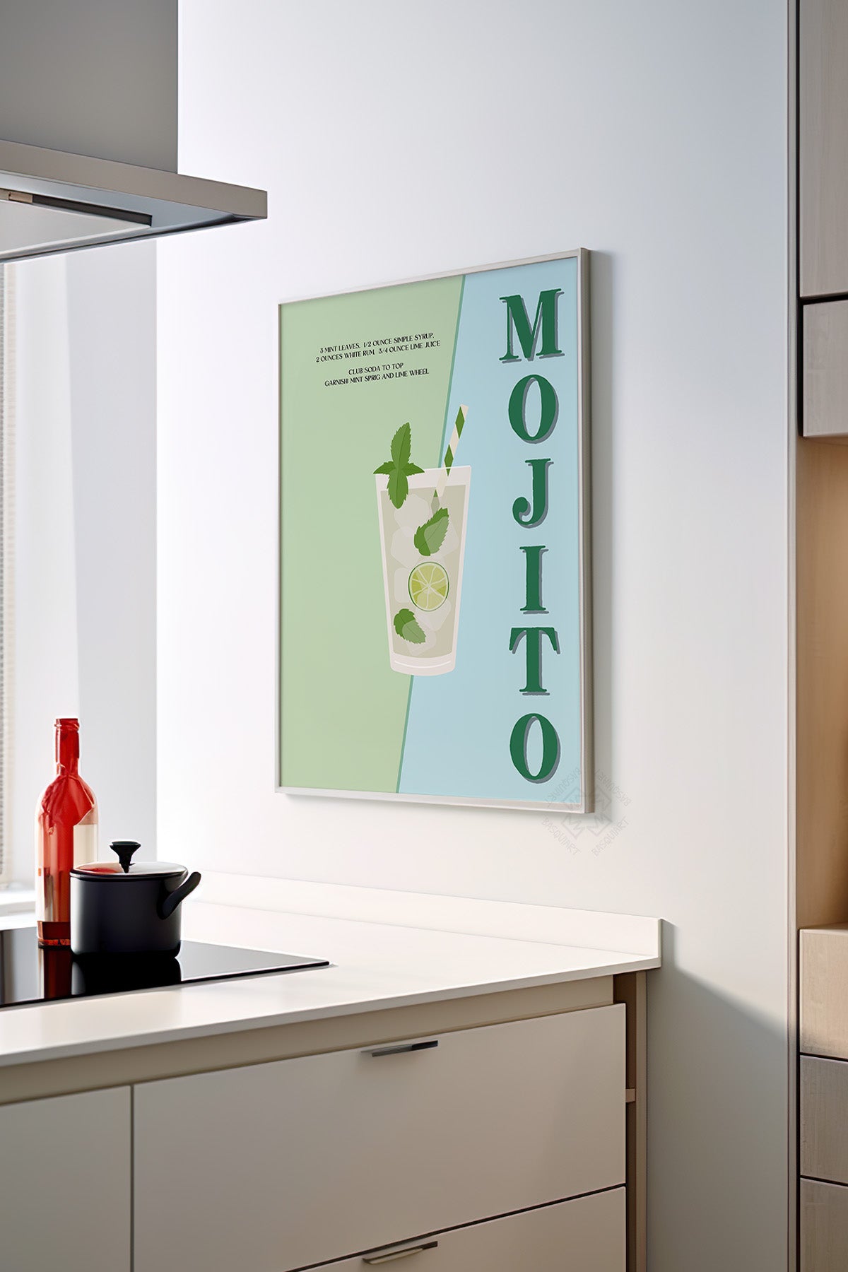 Kokteyl Serisi Beyaz Çerçeveli Poster, Tablo, Cafe, Restoran, Mutfak Duvar Dekoru No:51