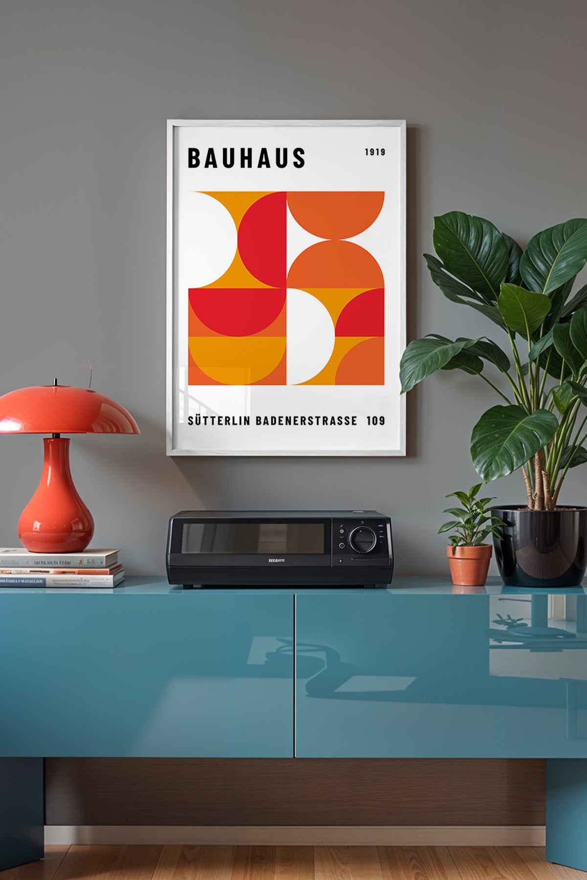 Bauhaus Serisi Beyaz Çerçeveli Poster, Tablo No:91