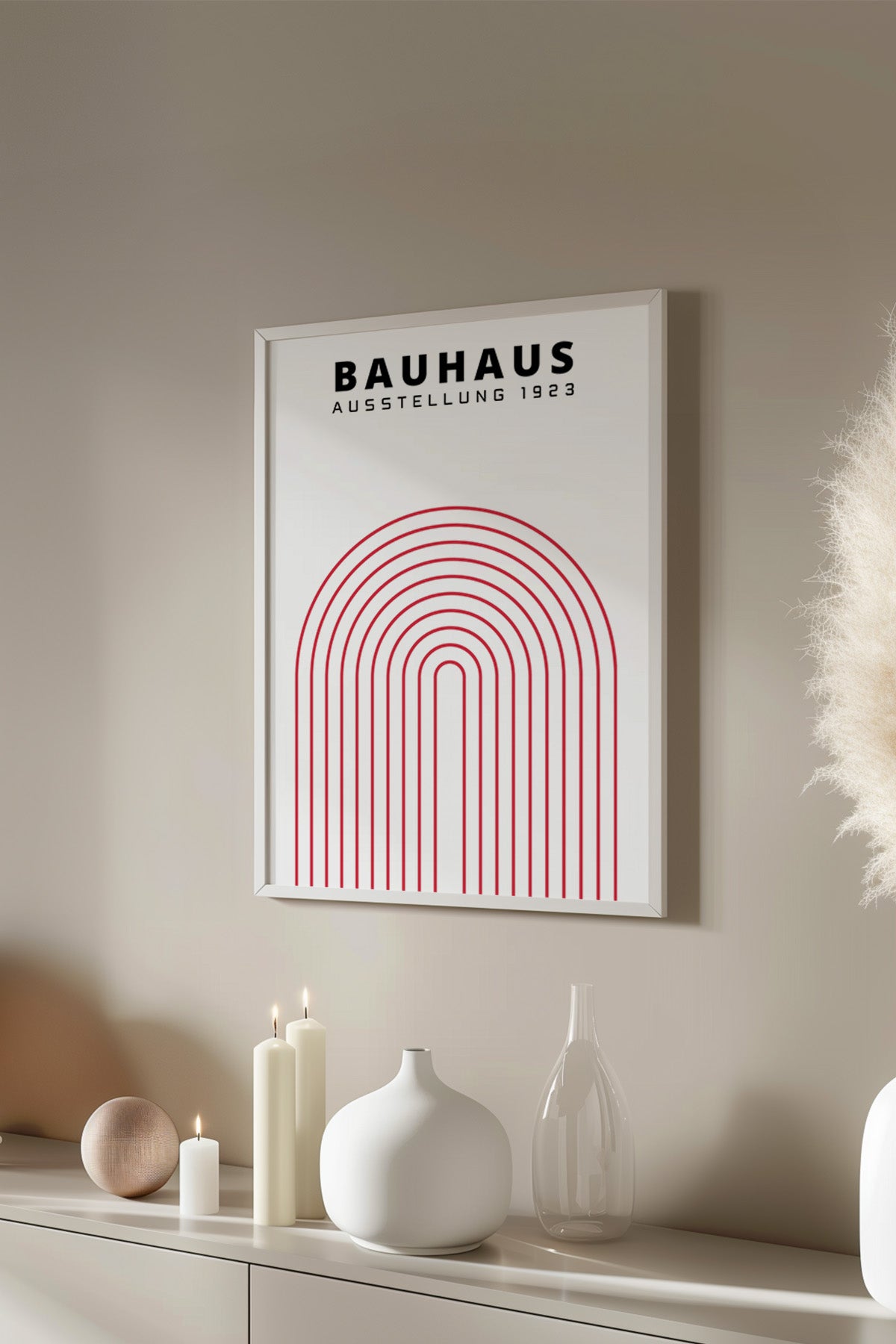 Bauhaus Serisi Beyaz Çerçeveli Poster, Tablo No:113