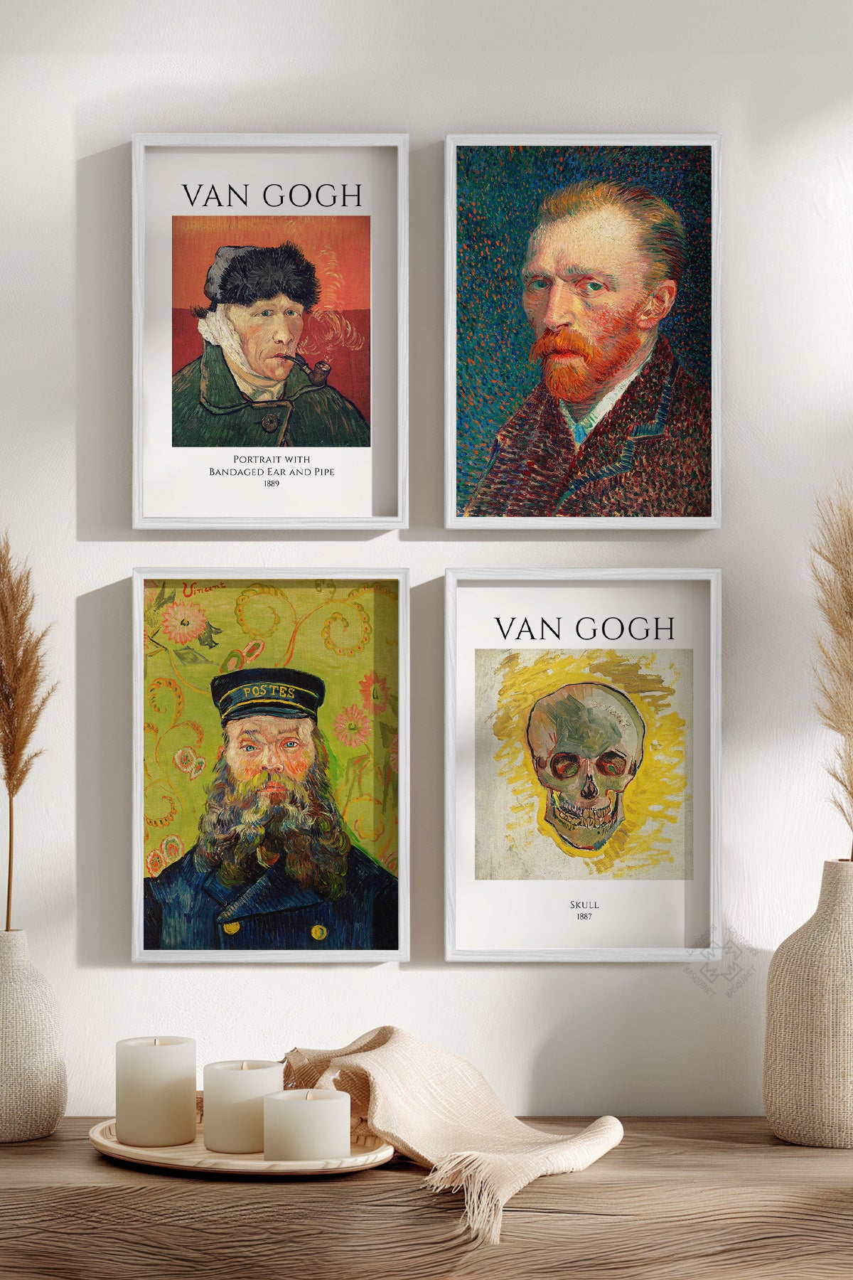 Van Gogh Sanatsal 4'lü Beyaz Çerçeveli Poster, Tablo Seti No:50