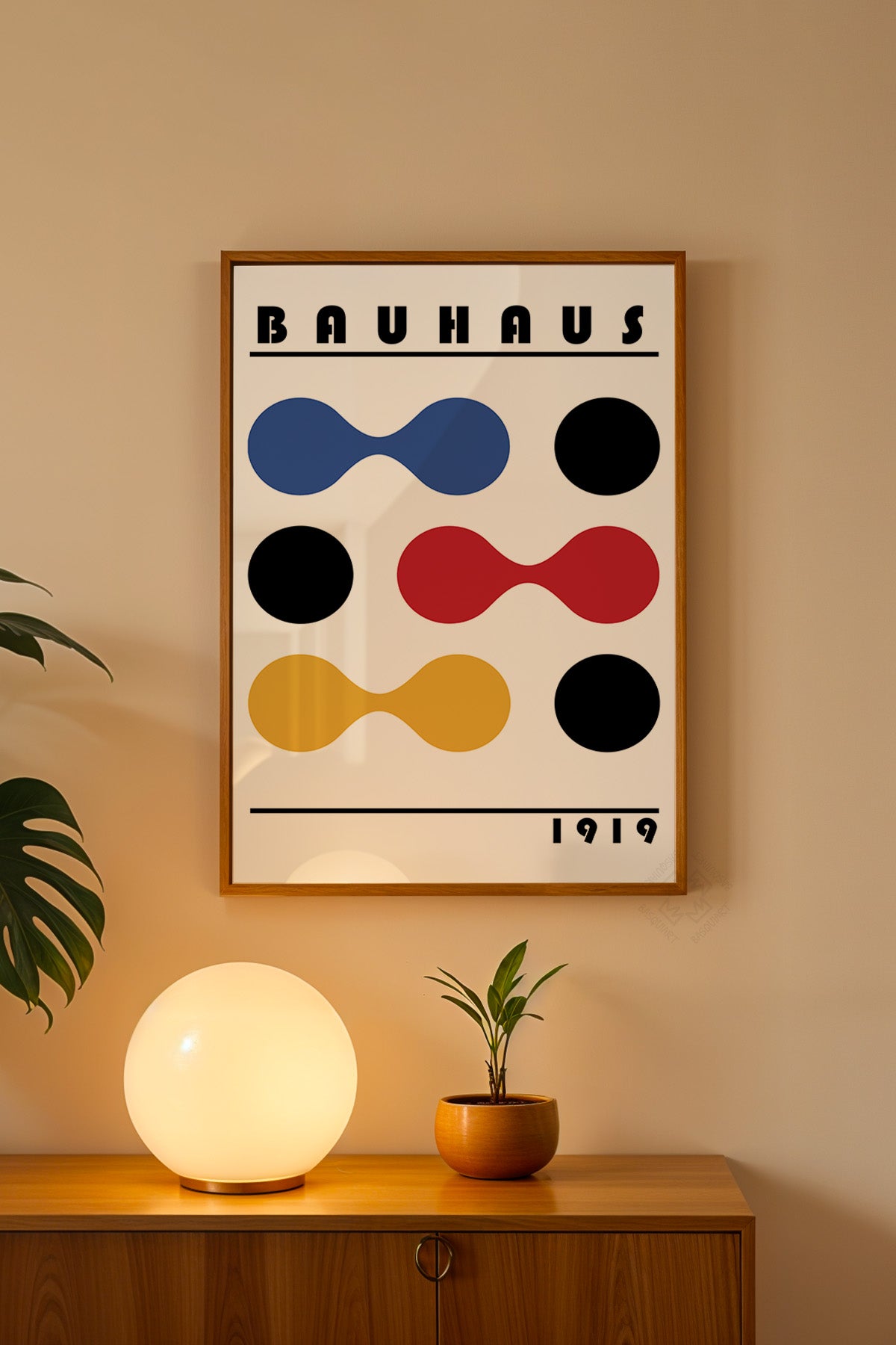 Bauhaus Serisi Ahşap Çerçeveli Poster, Tablo No:54
