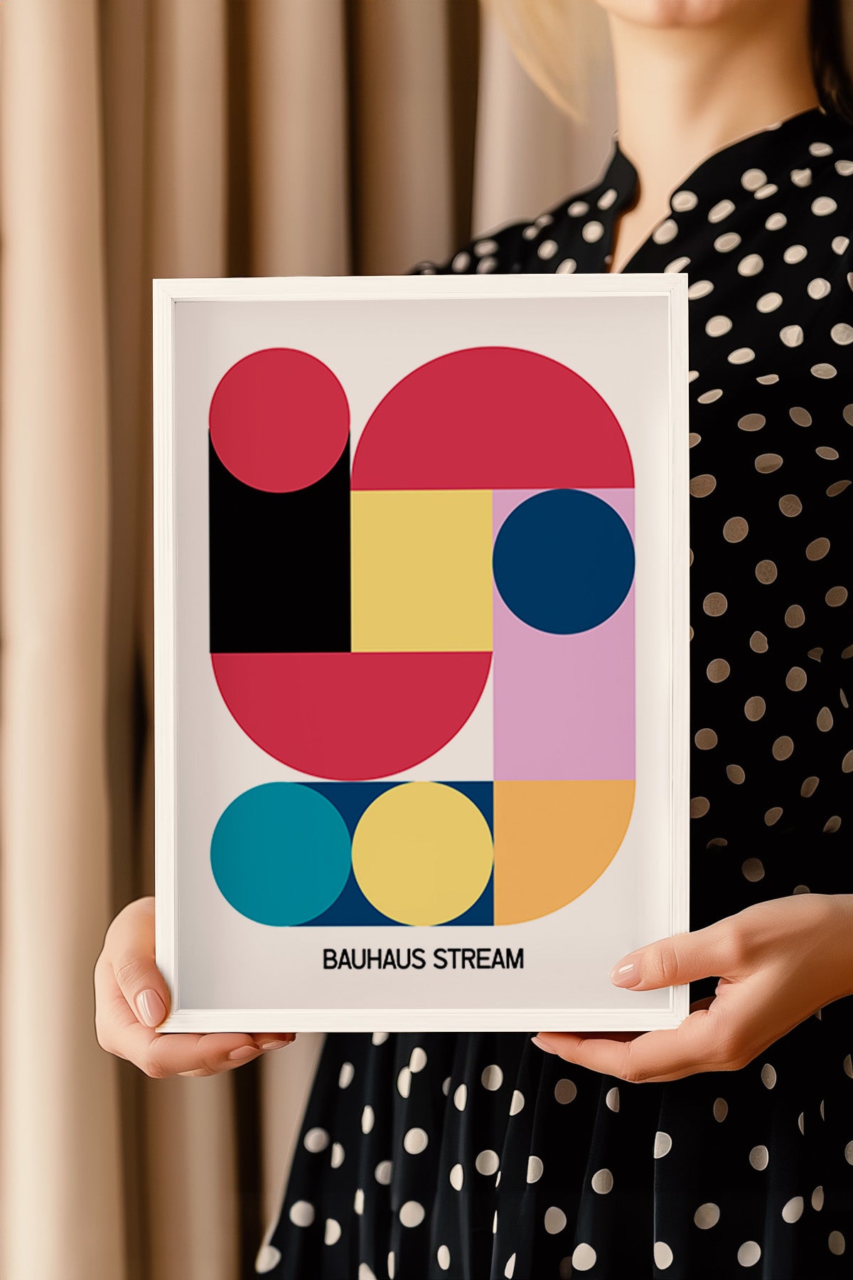 Bauhaus Serisi Beyaz Çerçeveli Poster, Tablo No:122
