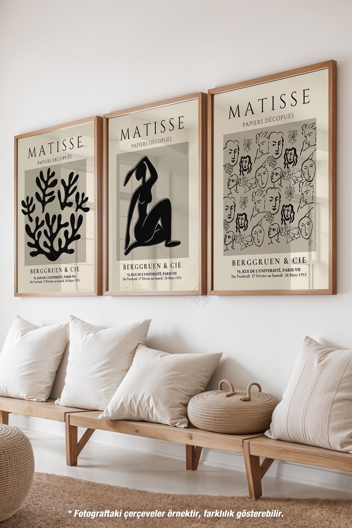 Matisse Bohem 3'lü Ahşap Çerçeveli Poster, Tablo Seti No:24