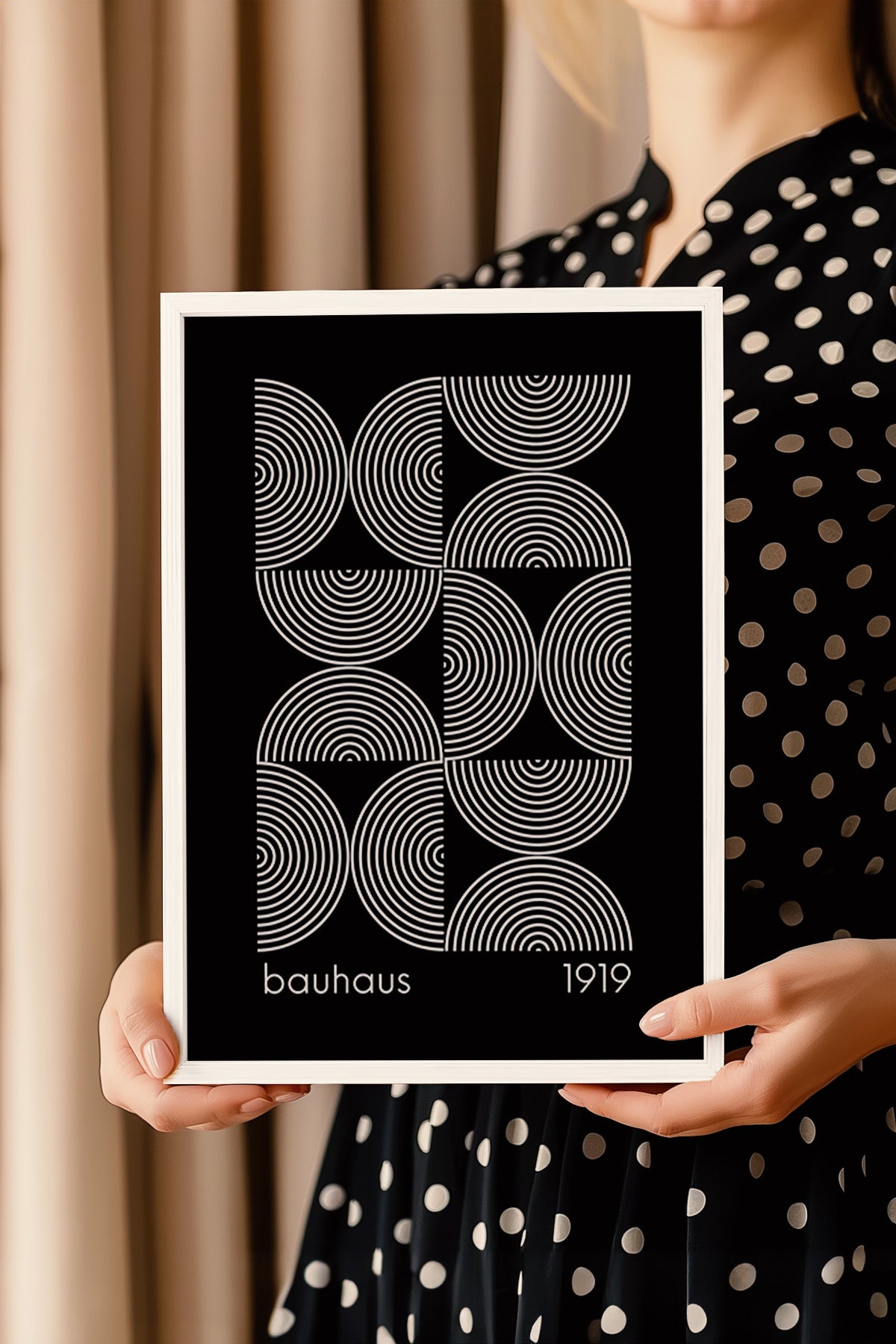 Bauhaus Serisi Beyaz Çerçeveli Poster, Tablo No:41