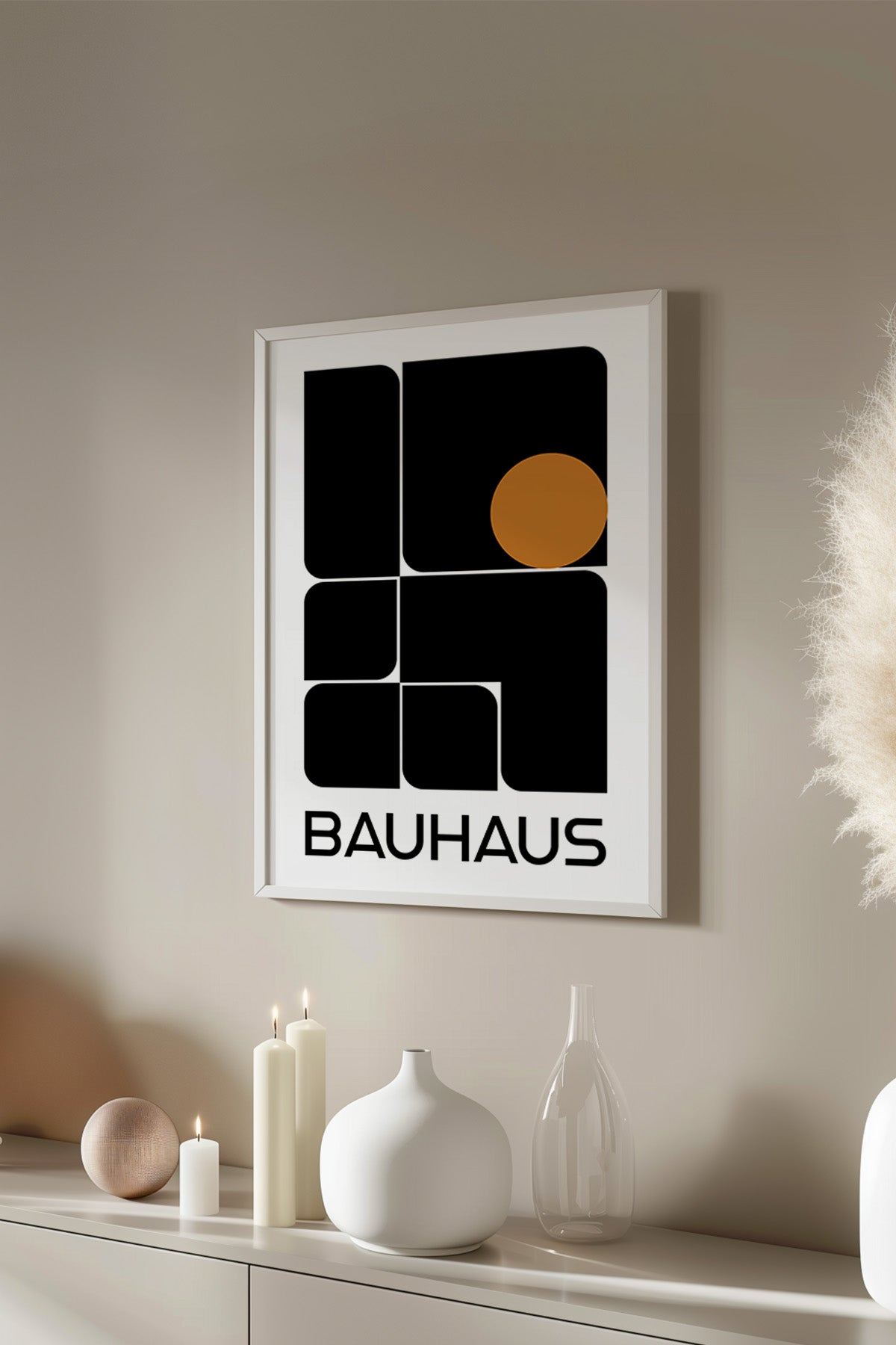 Bauhaus Serisi Beyaz Çerçeveli Poster, Tablo No:82