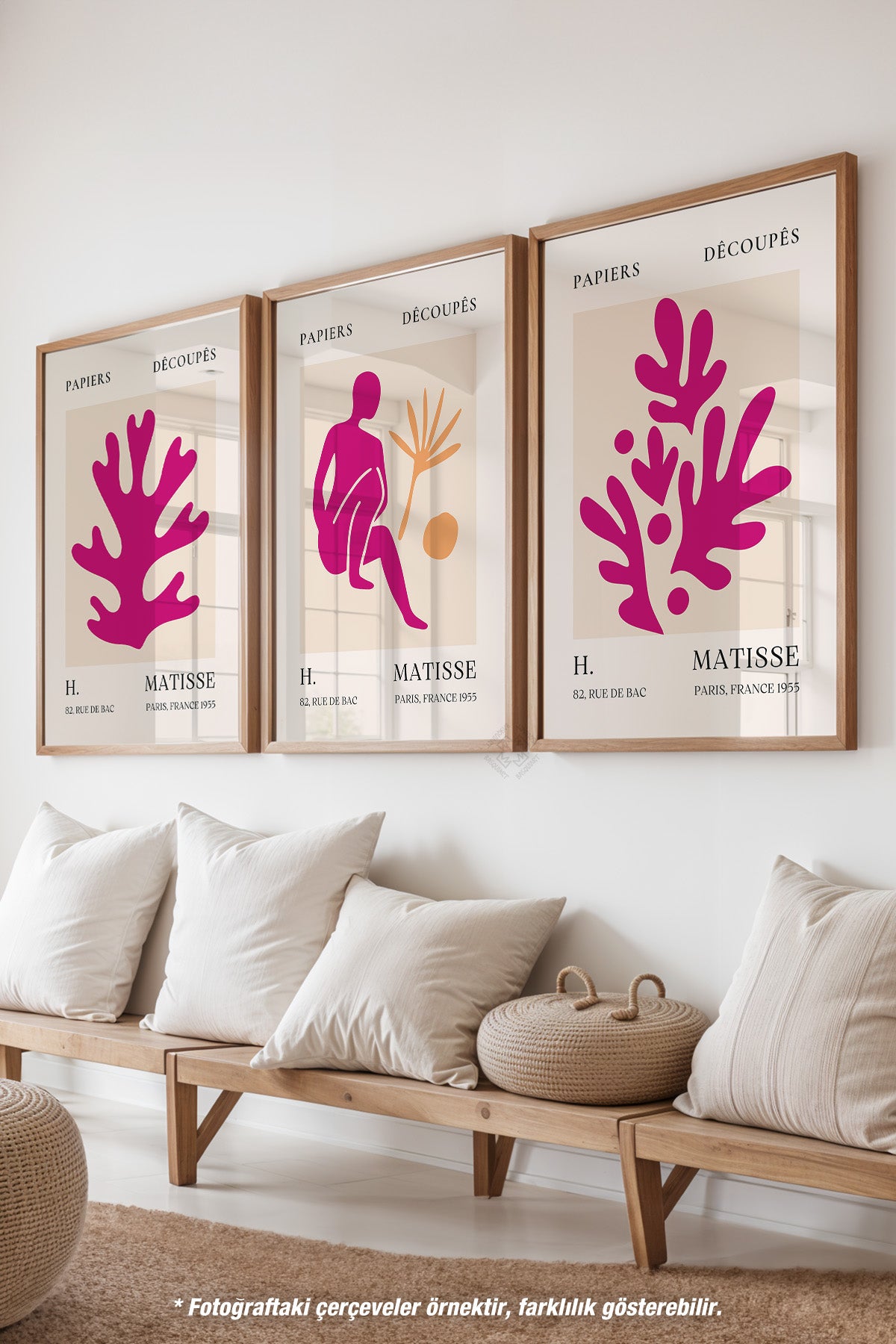 Matisse Modern 3'lü Ahşap Çerçeveli Poster, Tablo Seti No:23