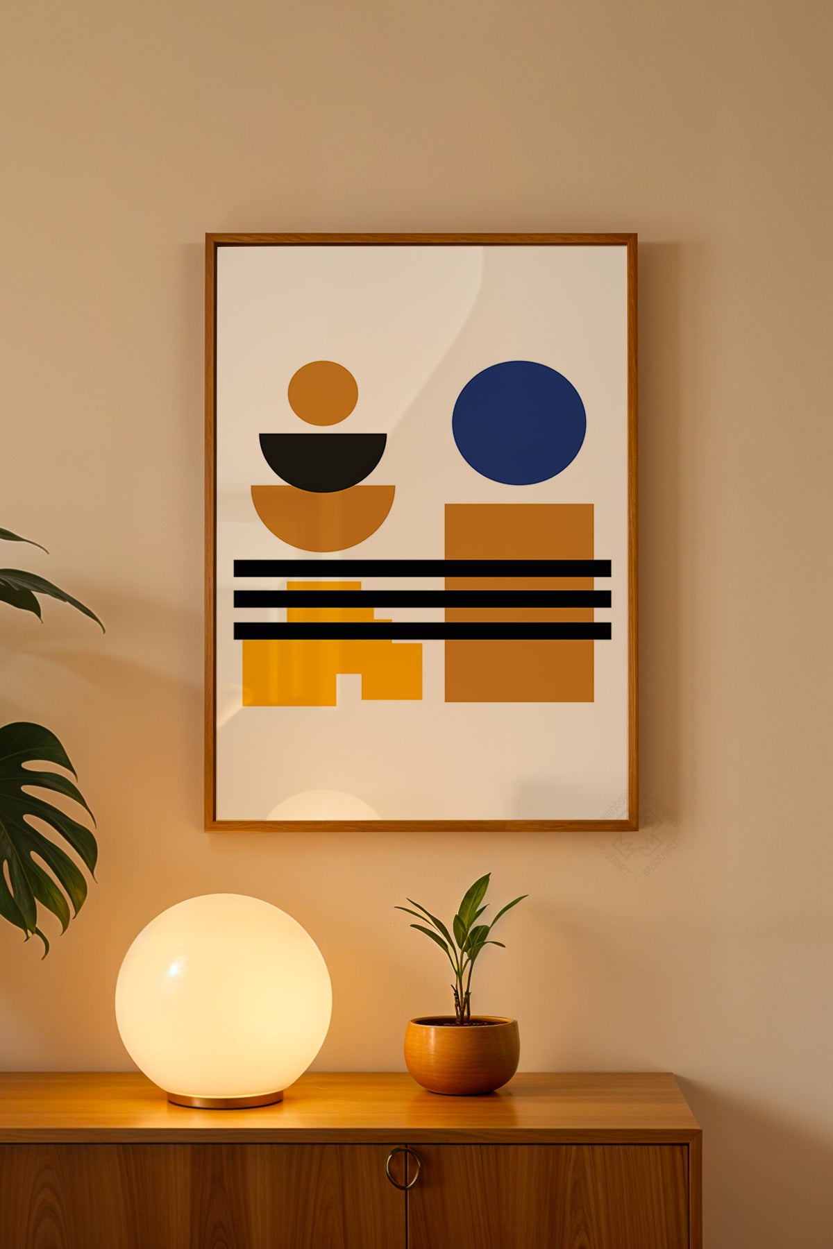Bauhaus Serisi Ahşap Çerçeveli Poster, Tablo No:103