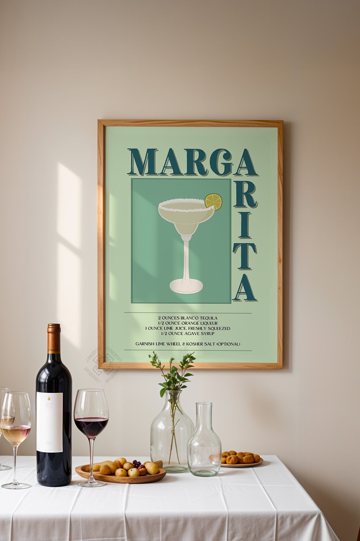 Kokteyl Serisi Ahşap Çerçeveli Poster, Tablo, Cafe, Restoran, Mutfak Duvar Dekoru No:54