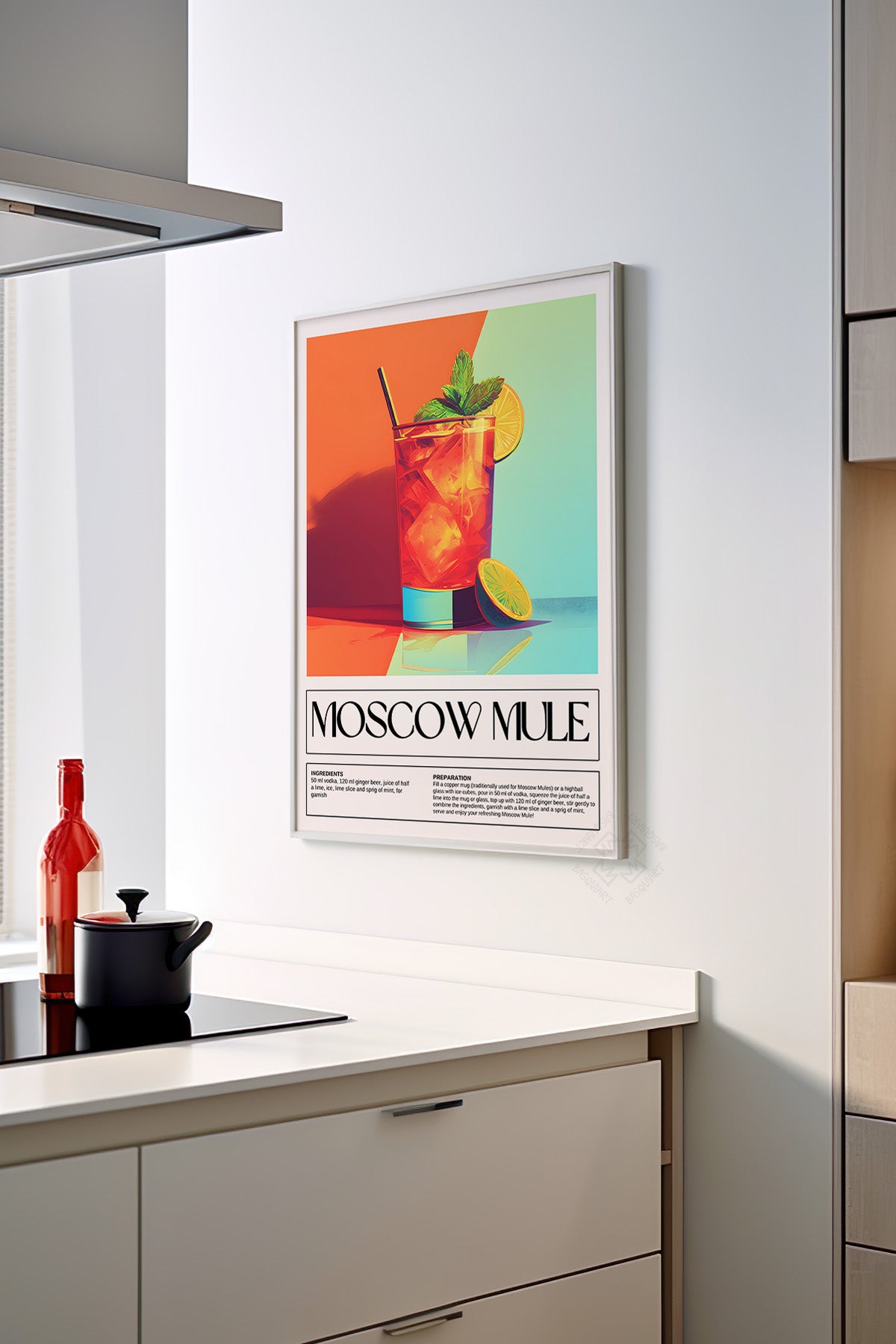 Kokteyl Serisi Beyaz Çerçeveli Poster, Tablo, Cafe, Restoran, Mutfak Duvar Dekoru No:11