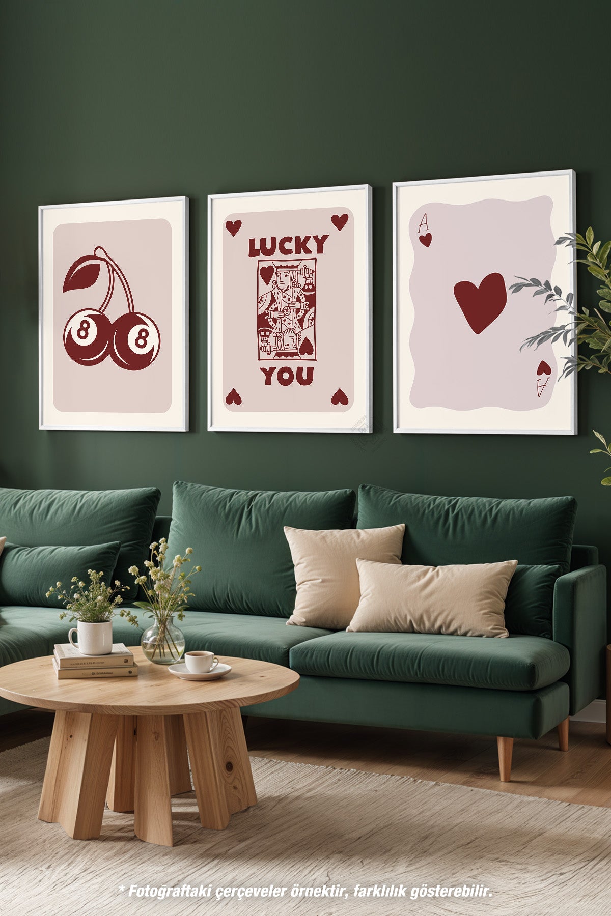 İskambil 3'lü Beyaz Çerçeveli Poster, Tablo Seti No:29