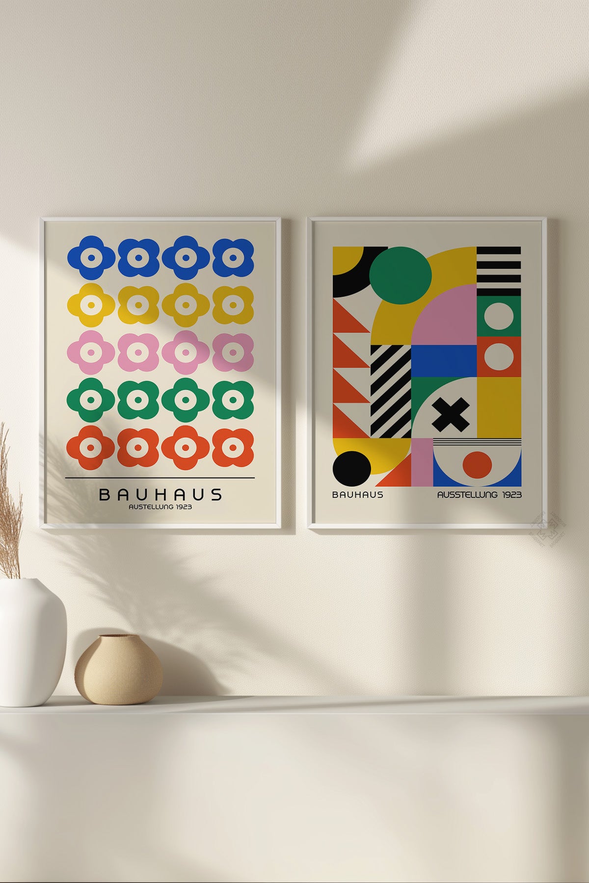 Bauhaus 2'li Beyaz Çerçeveli Poster, Tablo Seti No:29