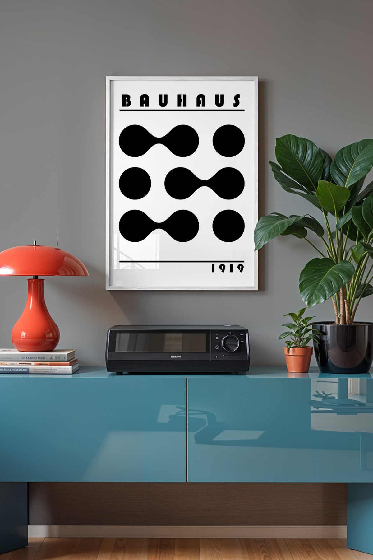 Bauhaus Serisi Beyaz Çerçeveli Poster, Tablo No:53
