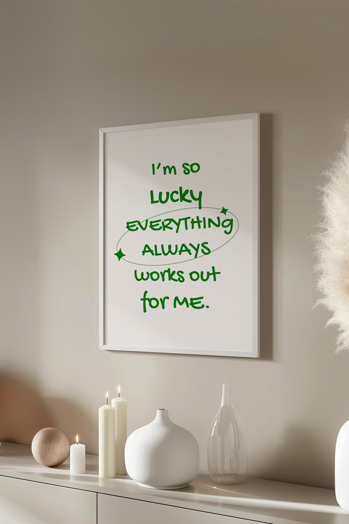 Lucky You Serisi Beyaz Çerçeveli Poster, Tablo Duvar Dekoru No:133