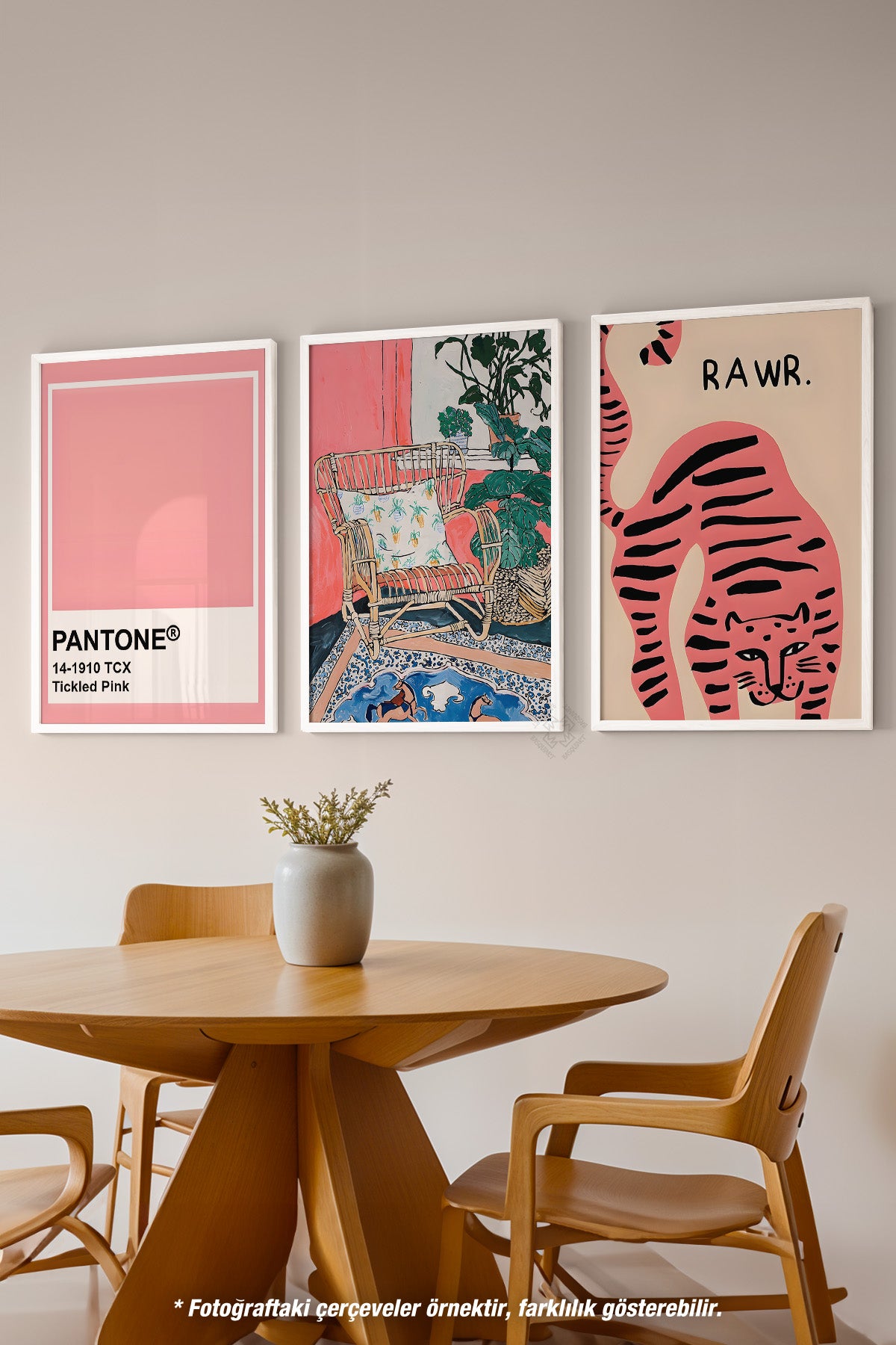 Grafik Tasarım 3'lü Beyaz Çerçeveli Poster, Tablo Seti No:27