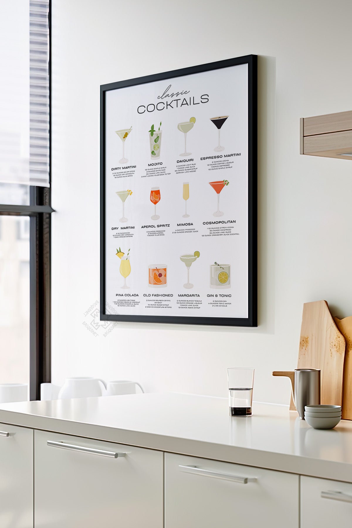 Kokteyl Serisi Siyah Çerçeveli Poster, Tablo, Cafe, Restoran, Mutfak Duvar Dekoru No:27