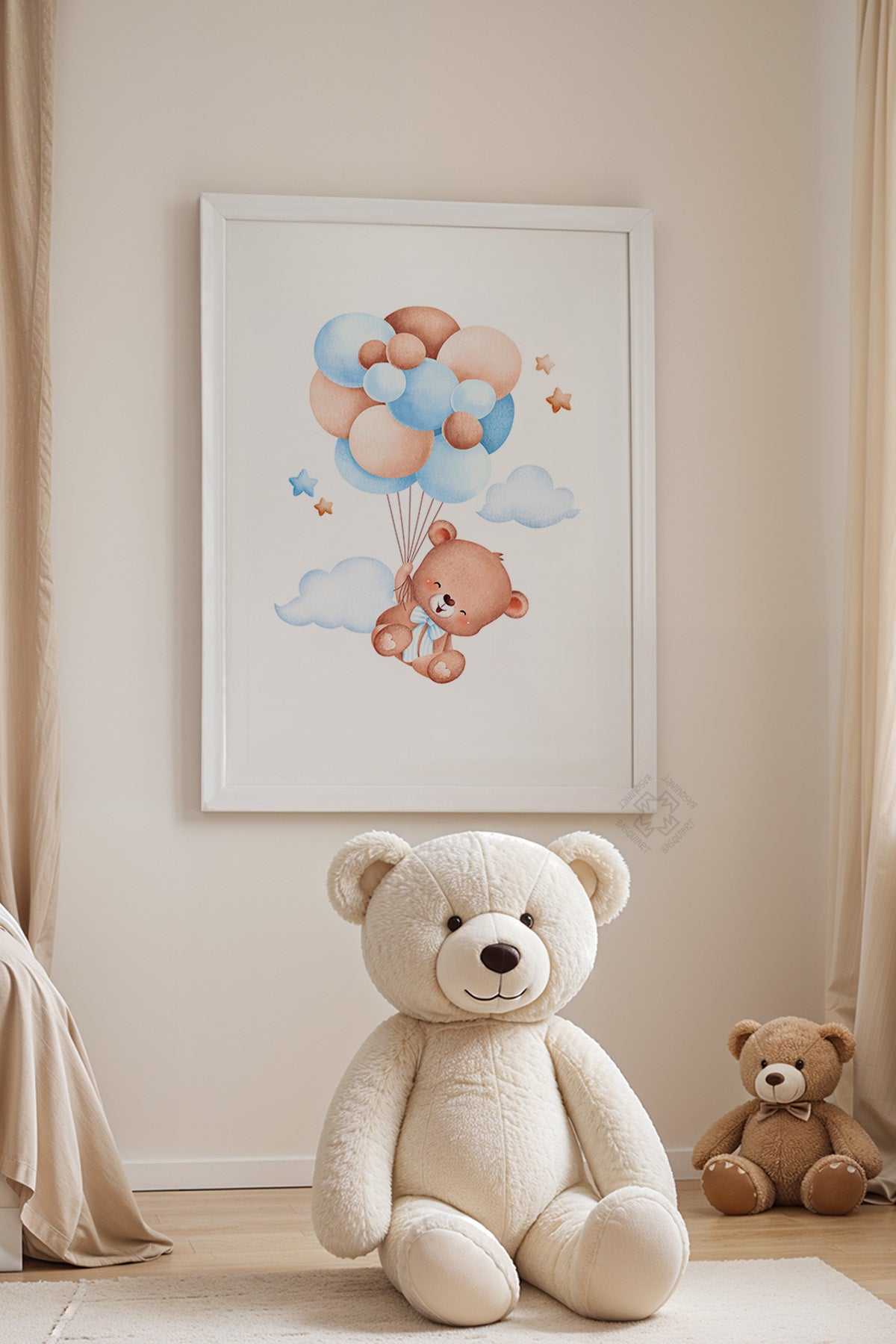 Çocuk Odası, Bebek Odası Beyaz Çerçeveli Poster, Tablo No:3