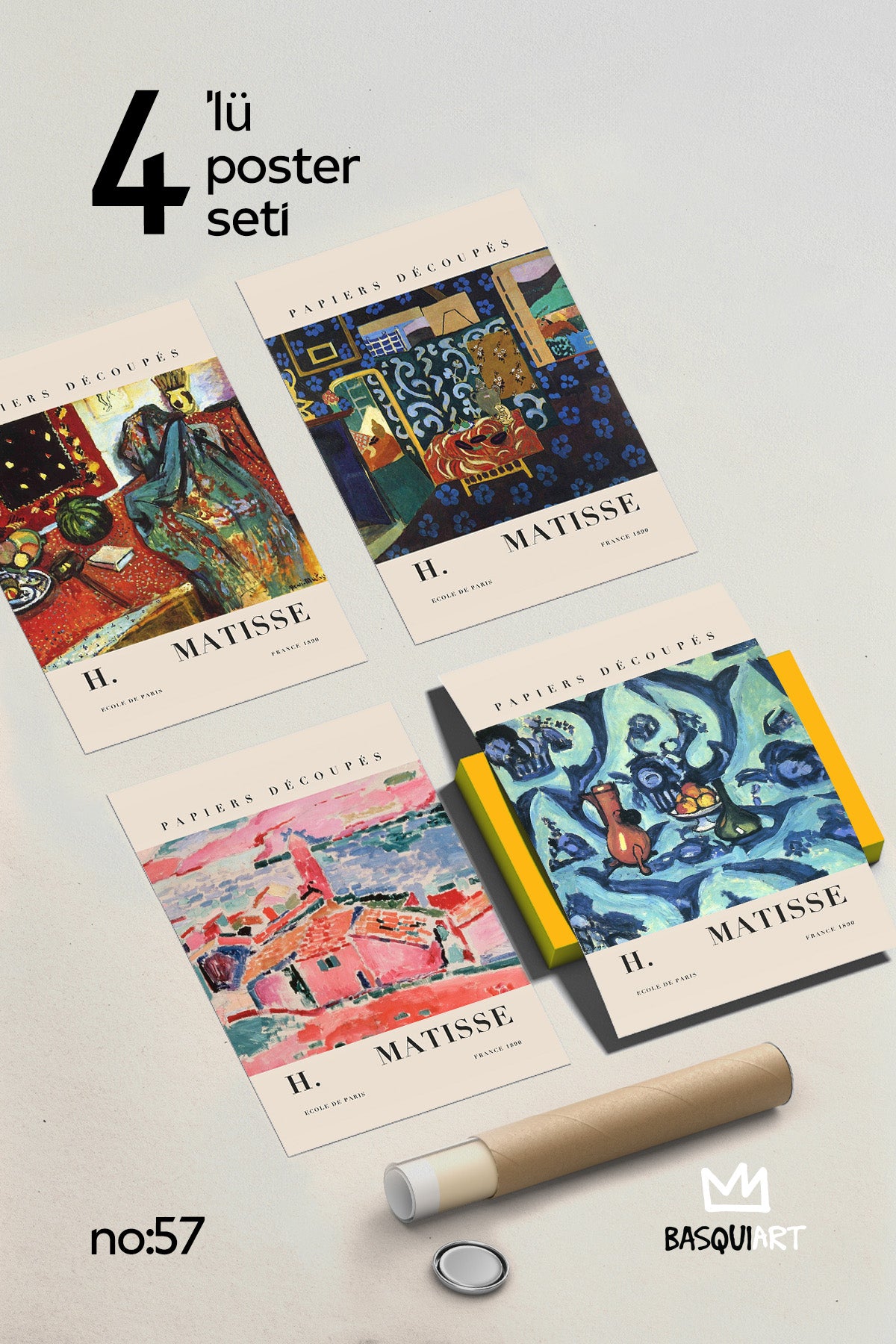 H Matisse 4'lü Poster Seti, Duvar Dekoru No:57