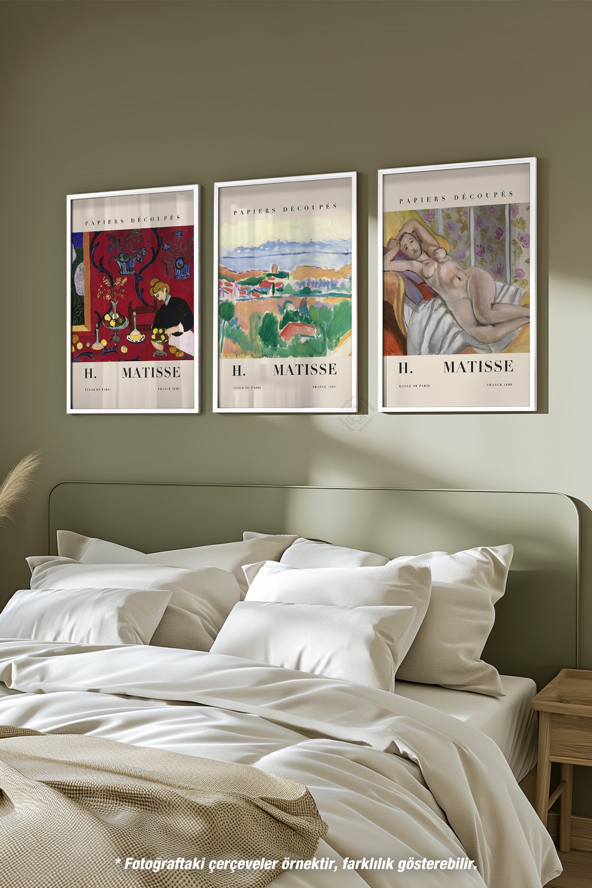 Matisse Dekoratif 3'lü Beyaz Çerçeveli Poster, Tablo Seti No:19