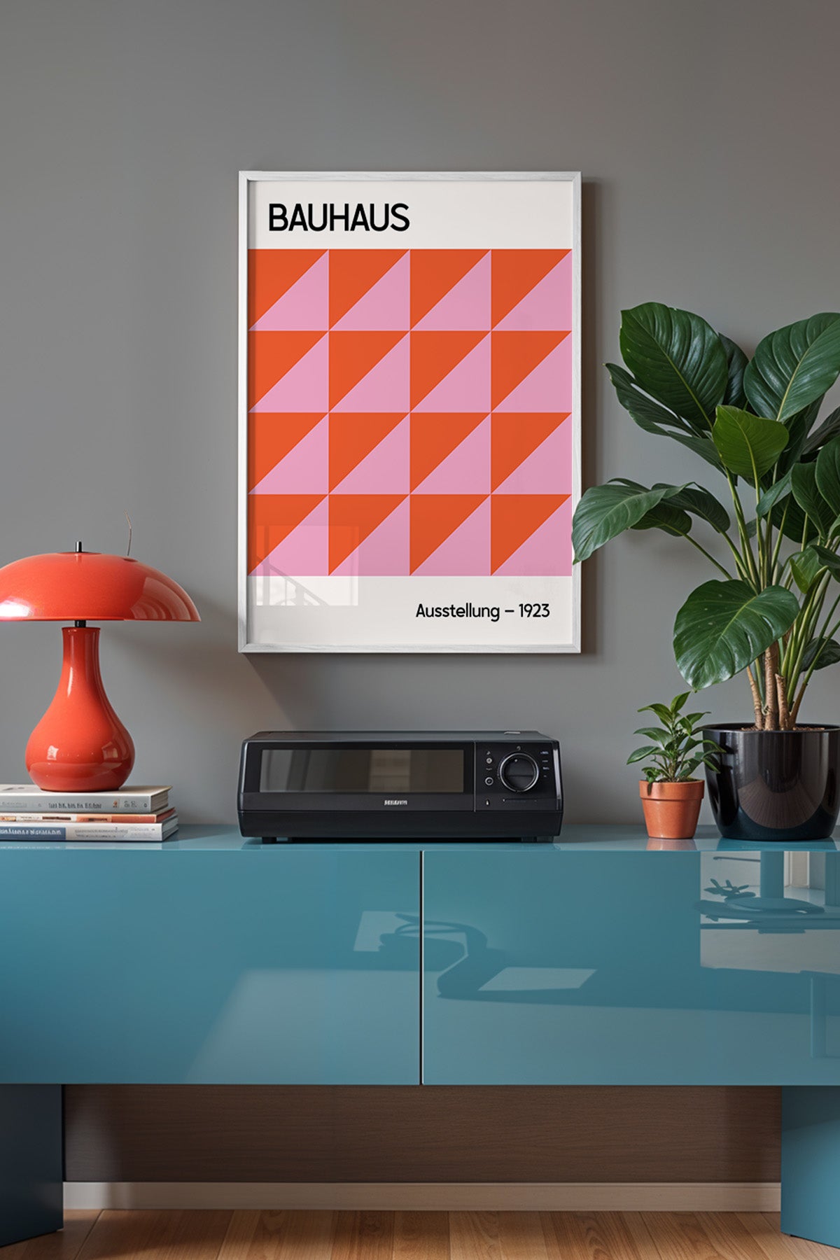 Bauhaus Serisi Beyaz Çerçeveli Poster, Tablo No:124