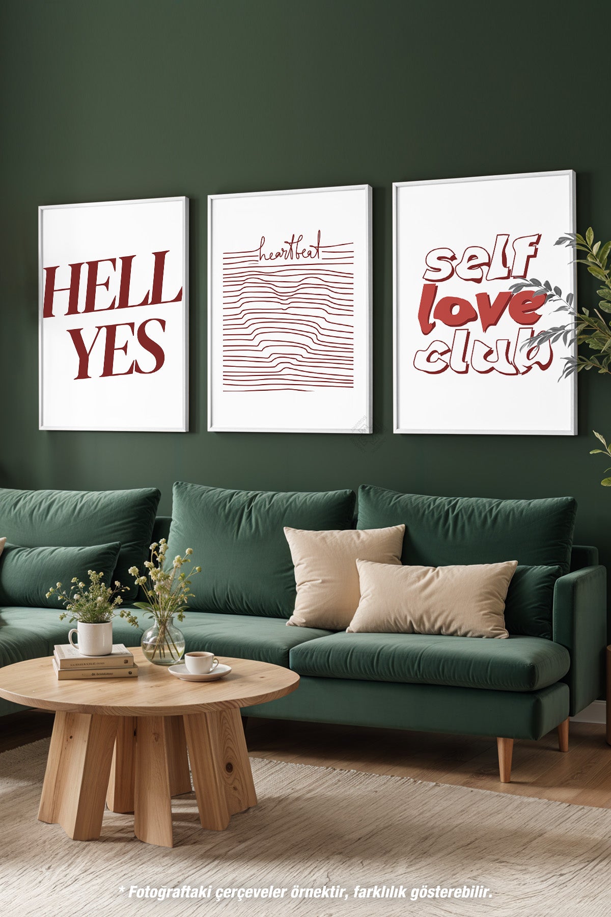 Modern Tipografi 3'lü Beyaz Çerçeveli Poster, Tablo Seti No:26